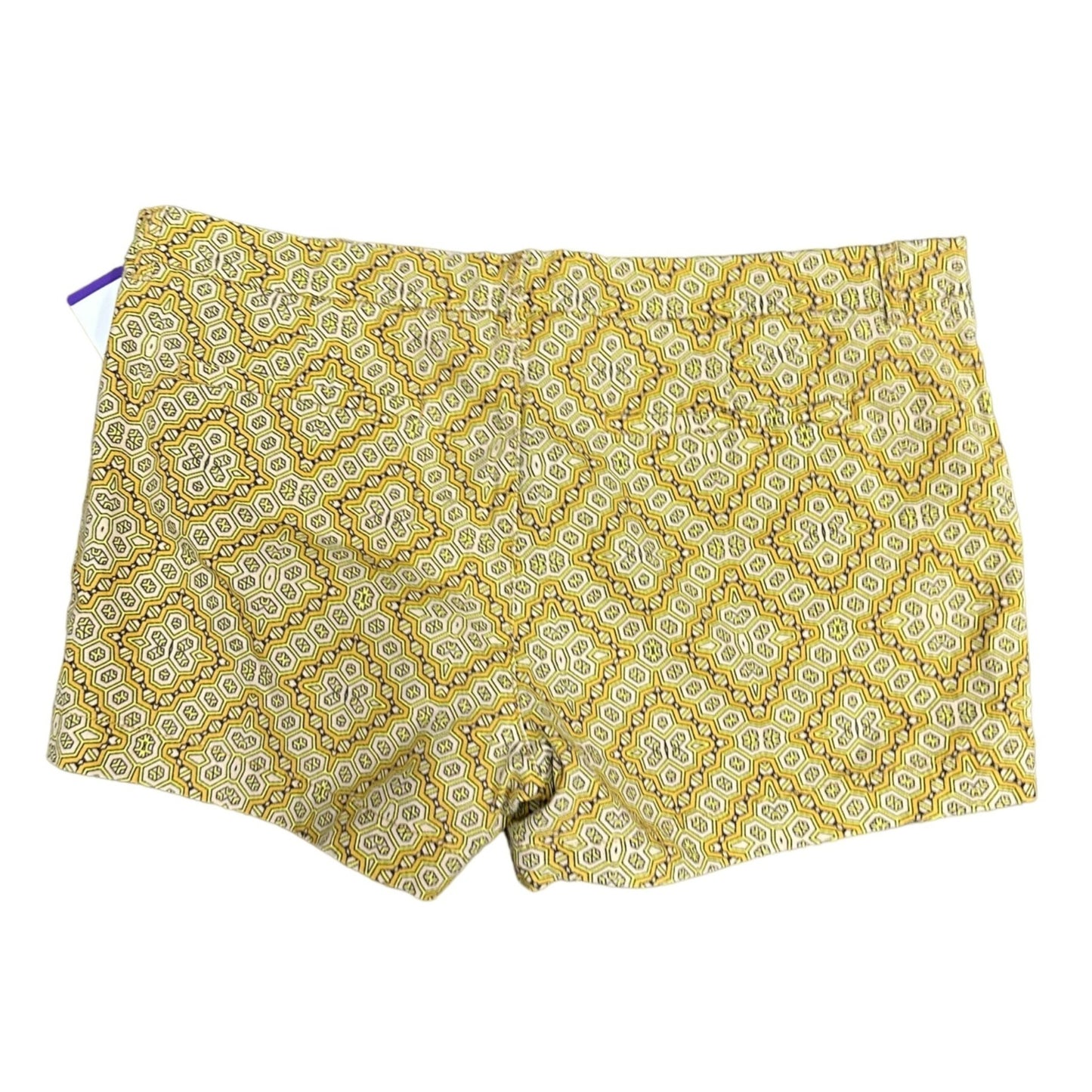 Joe Fresh Womens 16 Geometric Print Chino Shorts Mid Rise Yellow Coin Pocket