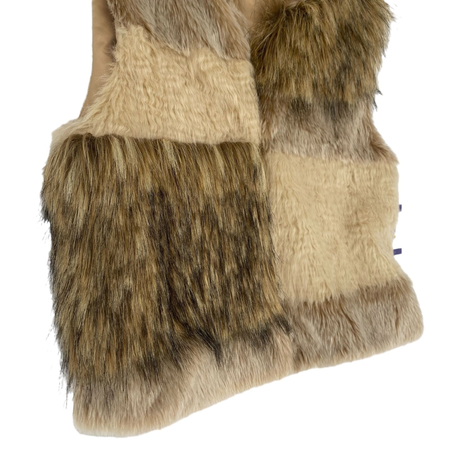 Reba Womens XL Brown Tan Faux Fur Vest Lined Hook Eye Closure Soft Luxe Casual