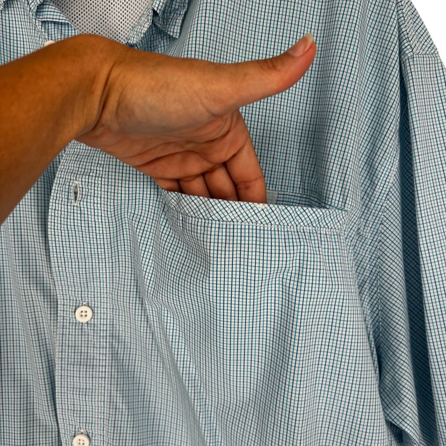 Bimini Bay Mens 2XL Blue Button Down Shirt Short Sleeve Vented Back Front Pocket