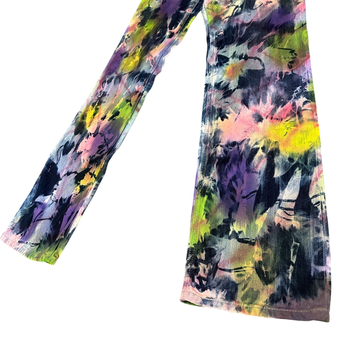 Levis Womens 594 28x33 Tie Dye Straight Leg Jeans Stretch Funky Festival