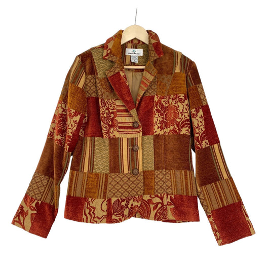 ErinLondon Tapestry Jacket Blazer M Patchwork Lined Artsy Maximalist Cottagecore