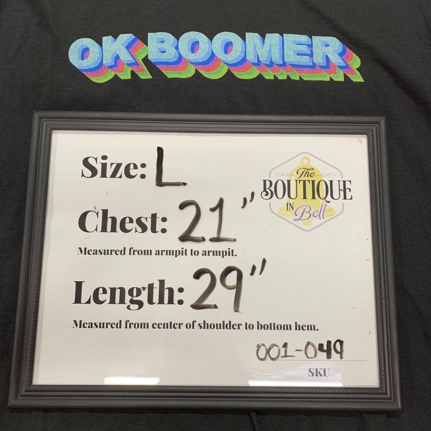 Delta Pro Weight L "OK BOOMER" Black Tshirt Graphic Print Crew Neck Funny Casual