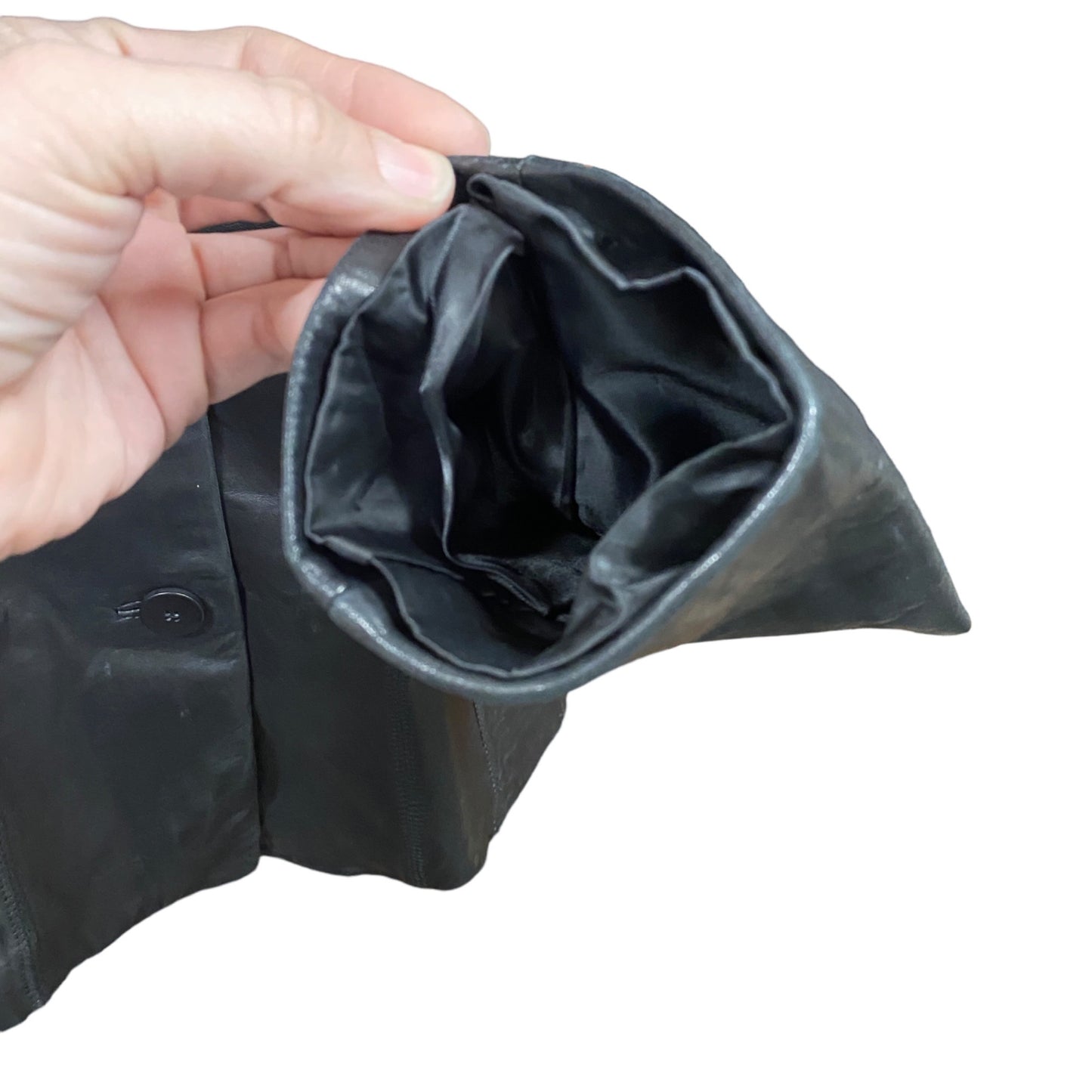 Avanti Leather Jacket Blazer Long Line L Black 3 Button Pockets Minimalist Retro