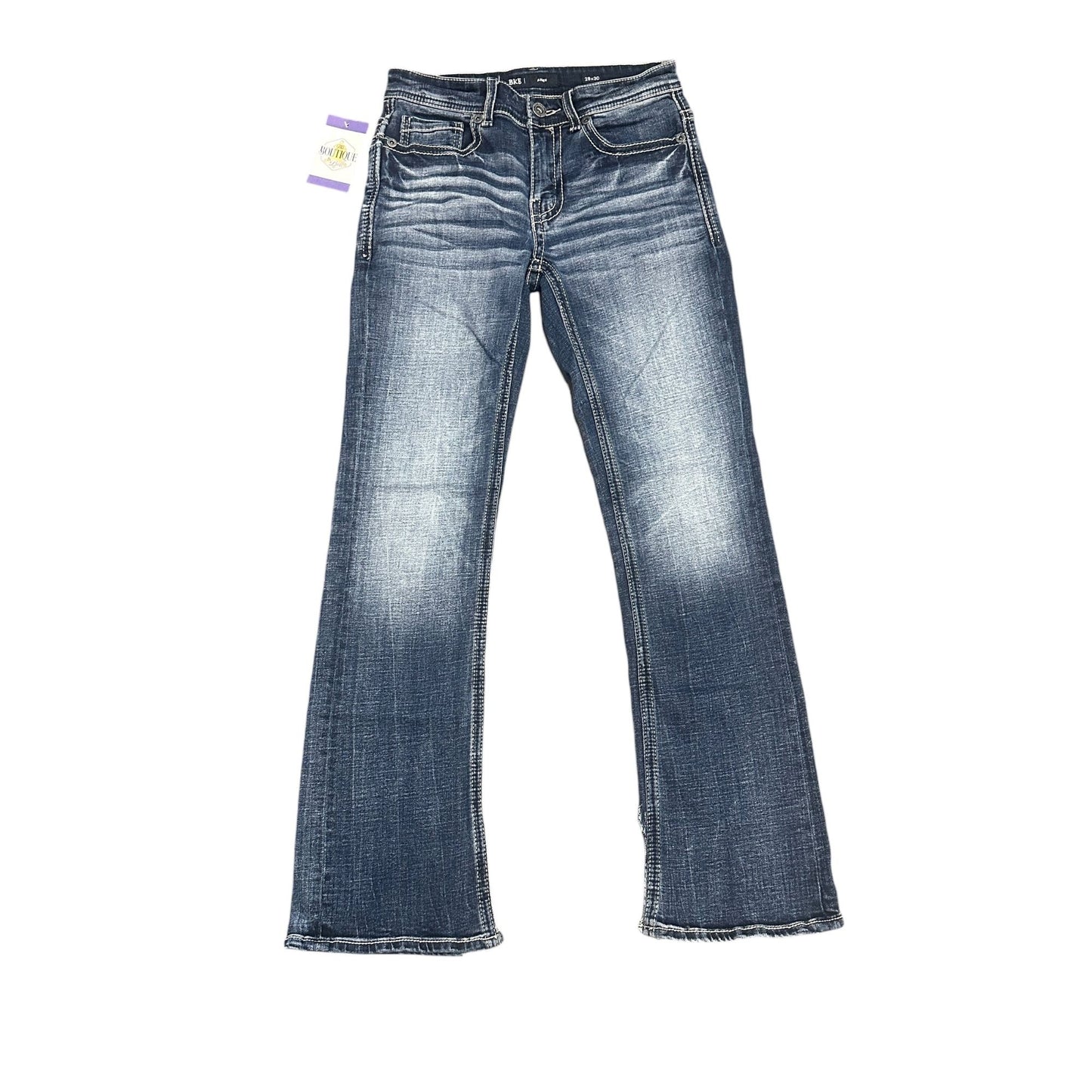 Buckle Brand BKE Mens 28x30 Aiden Bootcut Jeans Stretch Slim Fit Thick Stitching