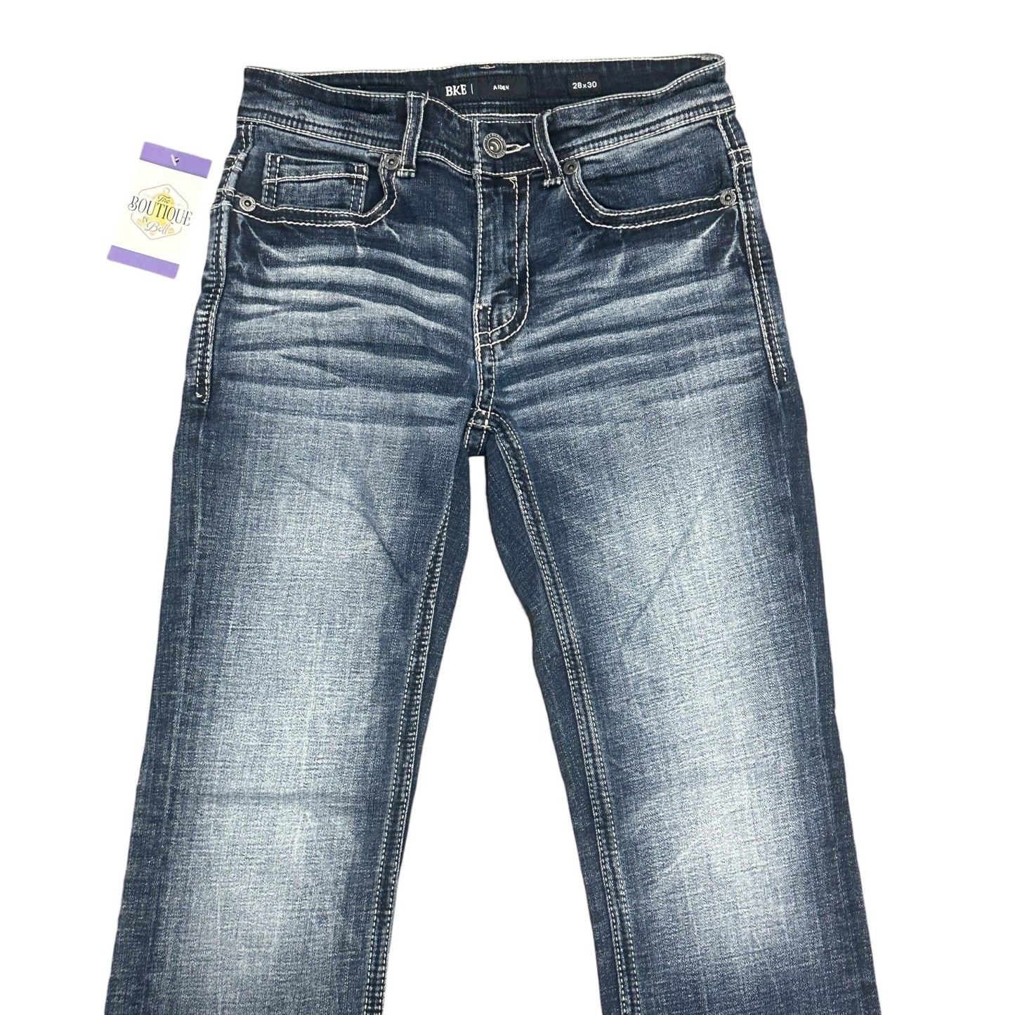 Buckle Brand BKE Mens 28x30 Aiden Bootcut Jeans Stretch Slim Fit Thick Stitching