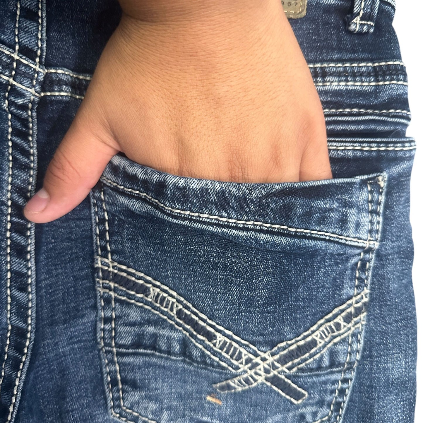 Buckle Brand BKE Mens 28x30 Aiden Bootcut Jeans Stretch Slim Fit Thick Stitching