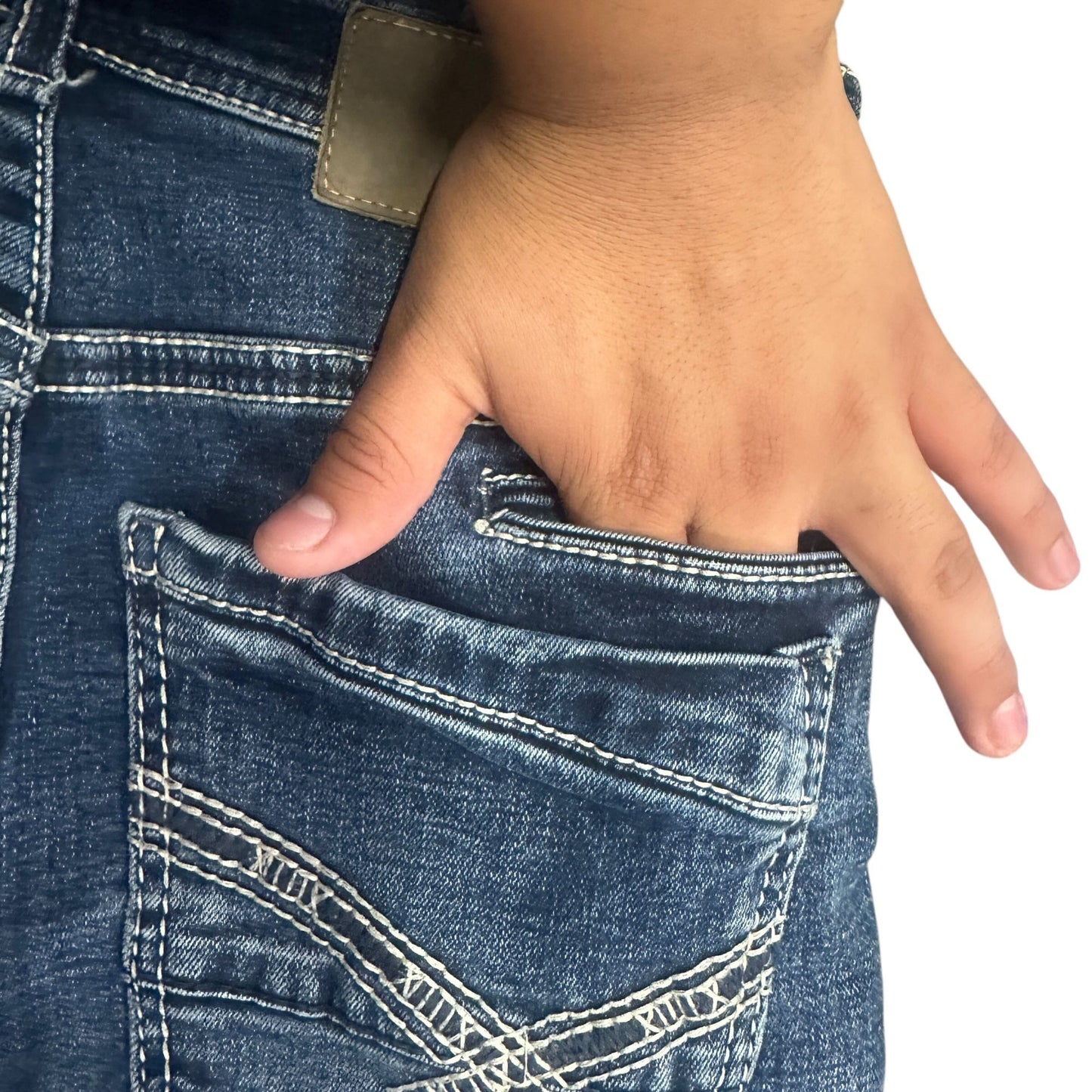 Buckle Brand BKE Mens 28x30 Aiden Bootcut Jeans Stretch Slim Fit Thick Stitching