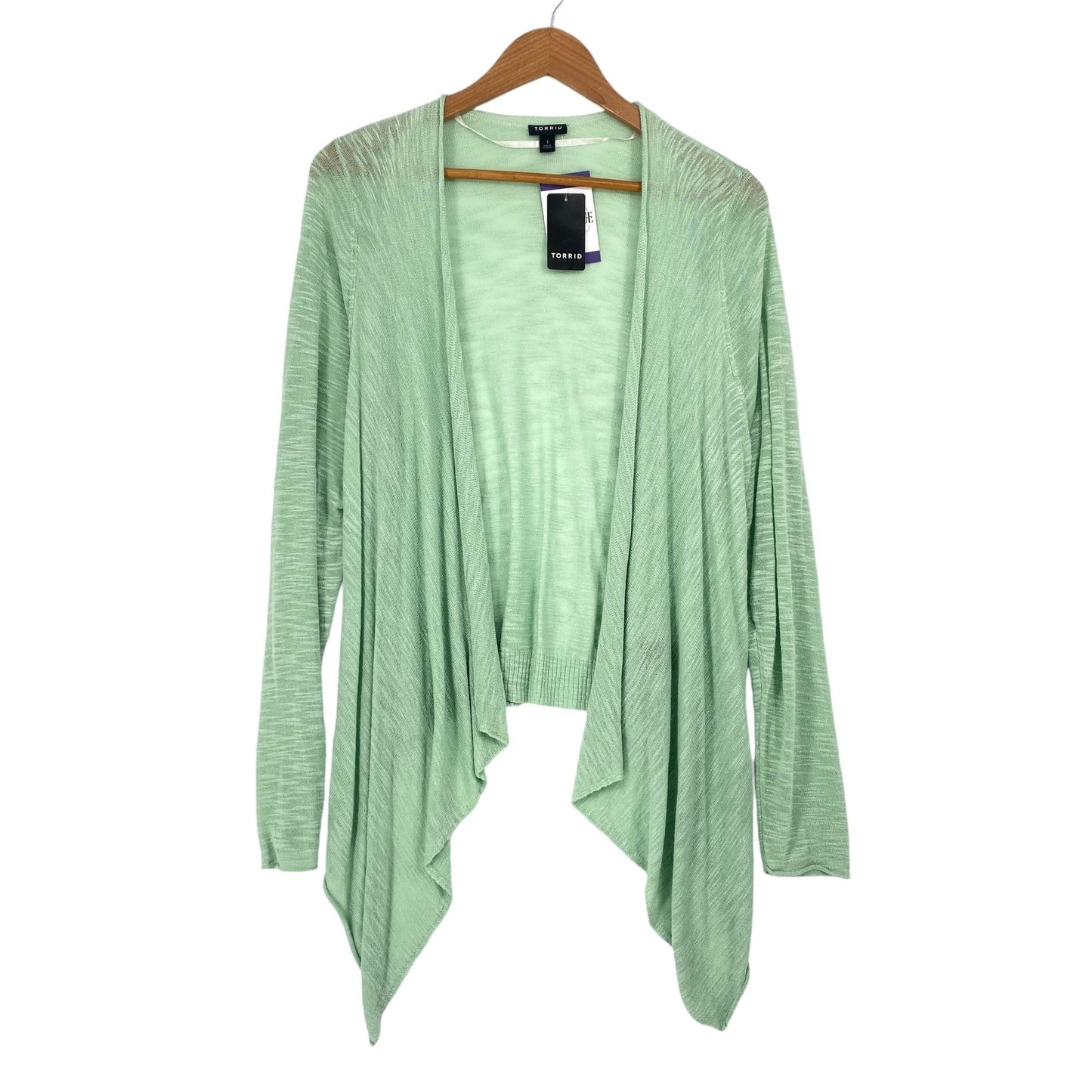 NWT Torrid Womens 1X 14-16 Jade Green Cardigan Open Front Lightweight Layering