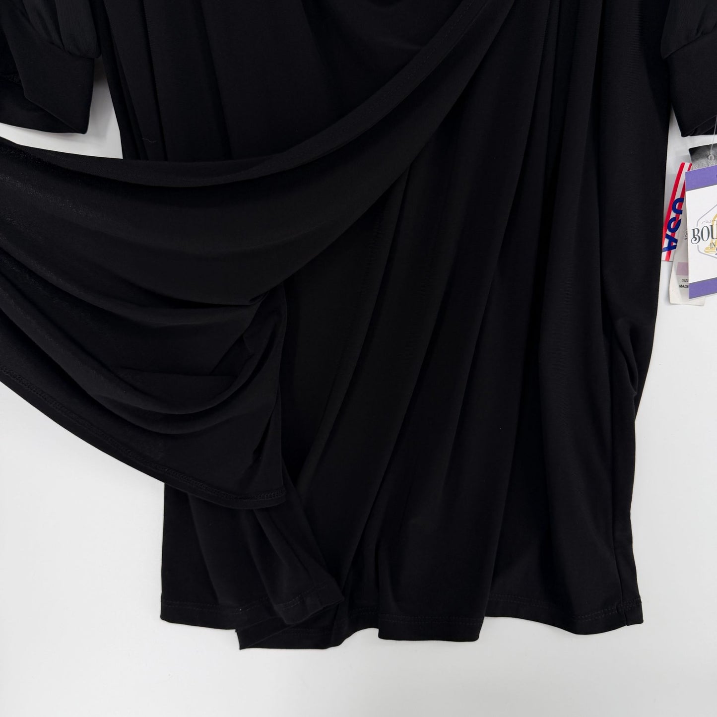 R&M Richards Black Dress Short Cocktail Long Sleeve Rhinestones Plus Size 22