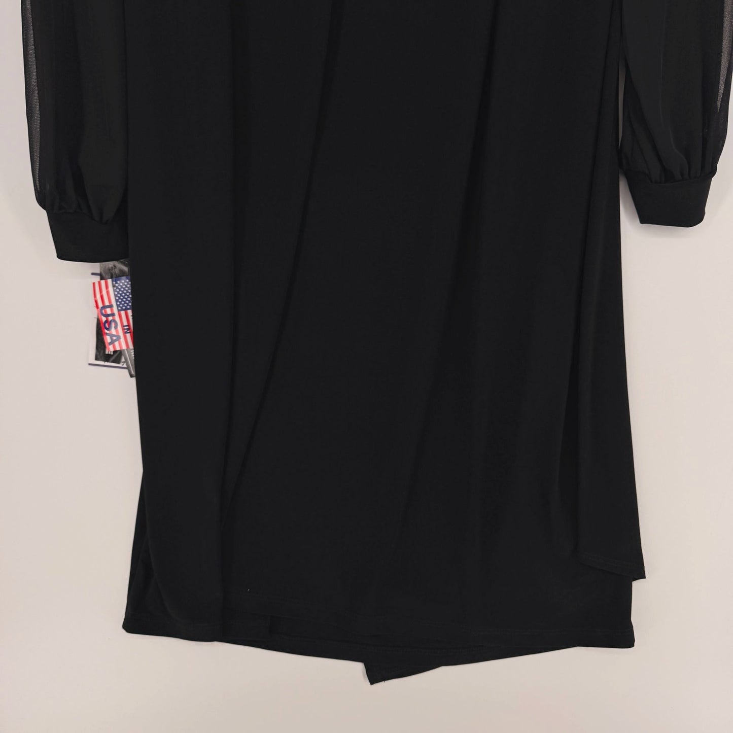 R&M Richards Black Dress Short Cocktail Long Sleeve Rhinestones Plus Size 22