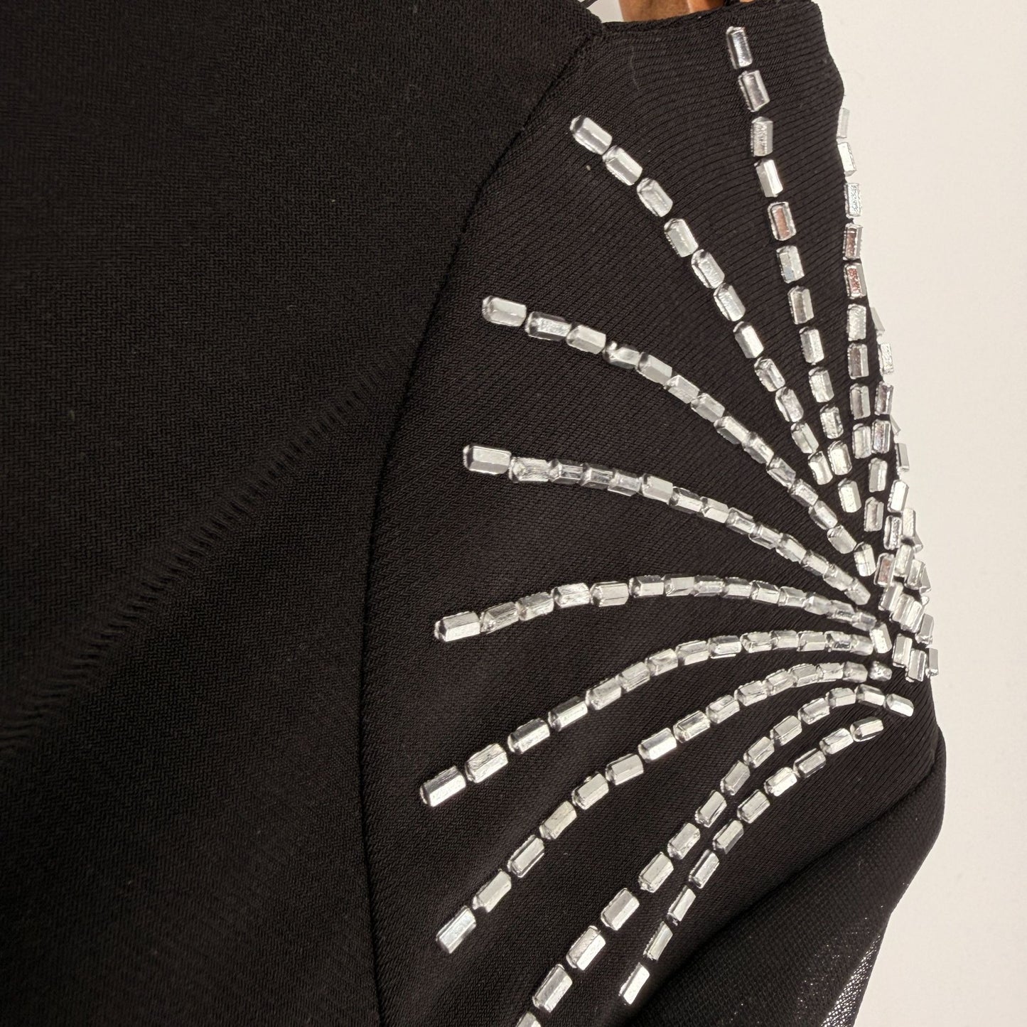 R&M Richards Black Dress Short Cocktail Long Sleeve Rhinestones Plus Size 22