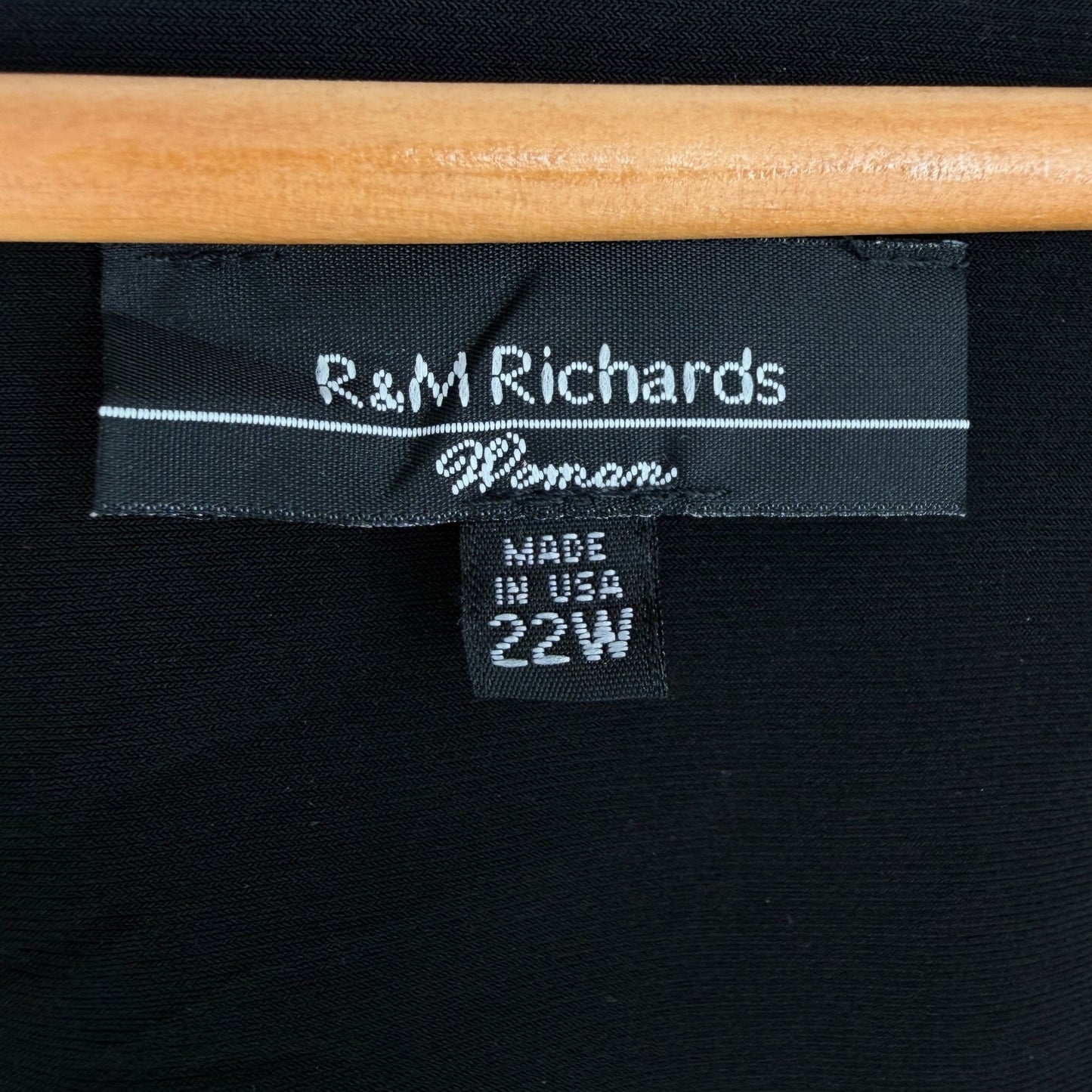 R&M Richards Black Dress Short Cocktail Long Sleeve Rhinestones Plus Size 22