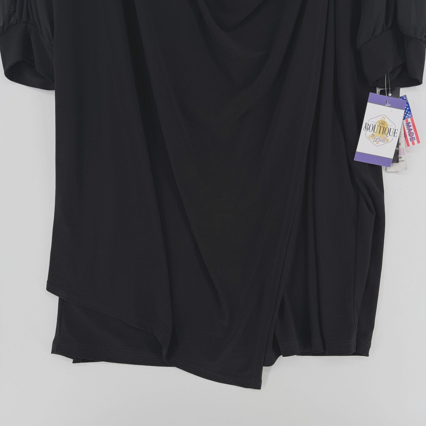 R&M Richards Black Dress Short Cocktail Long Sleeve Rhinestones Plus Size 22