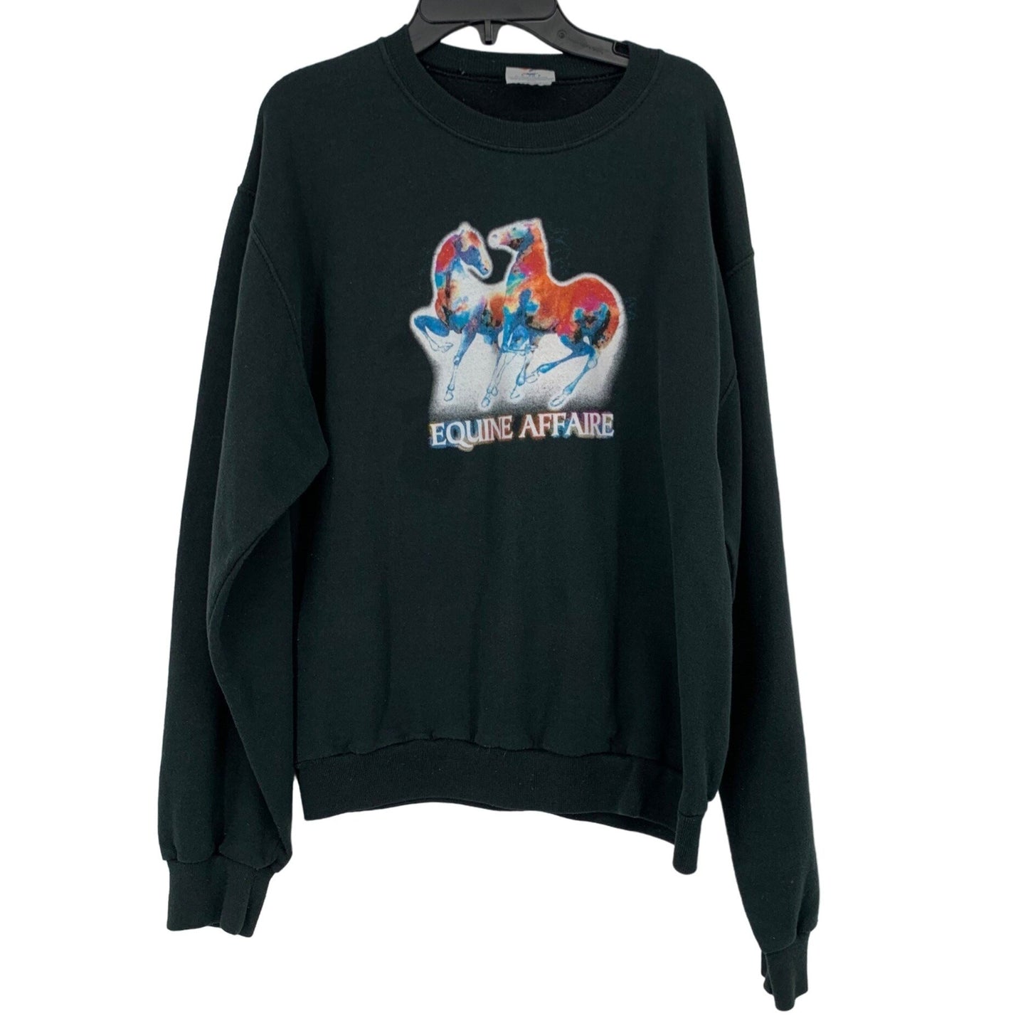 Jerzees Activewear S "Equine Affaire" Black Sweatshirt Horse Graphic Print