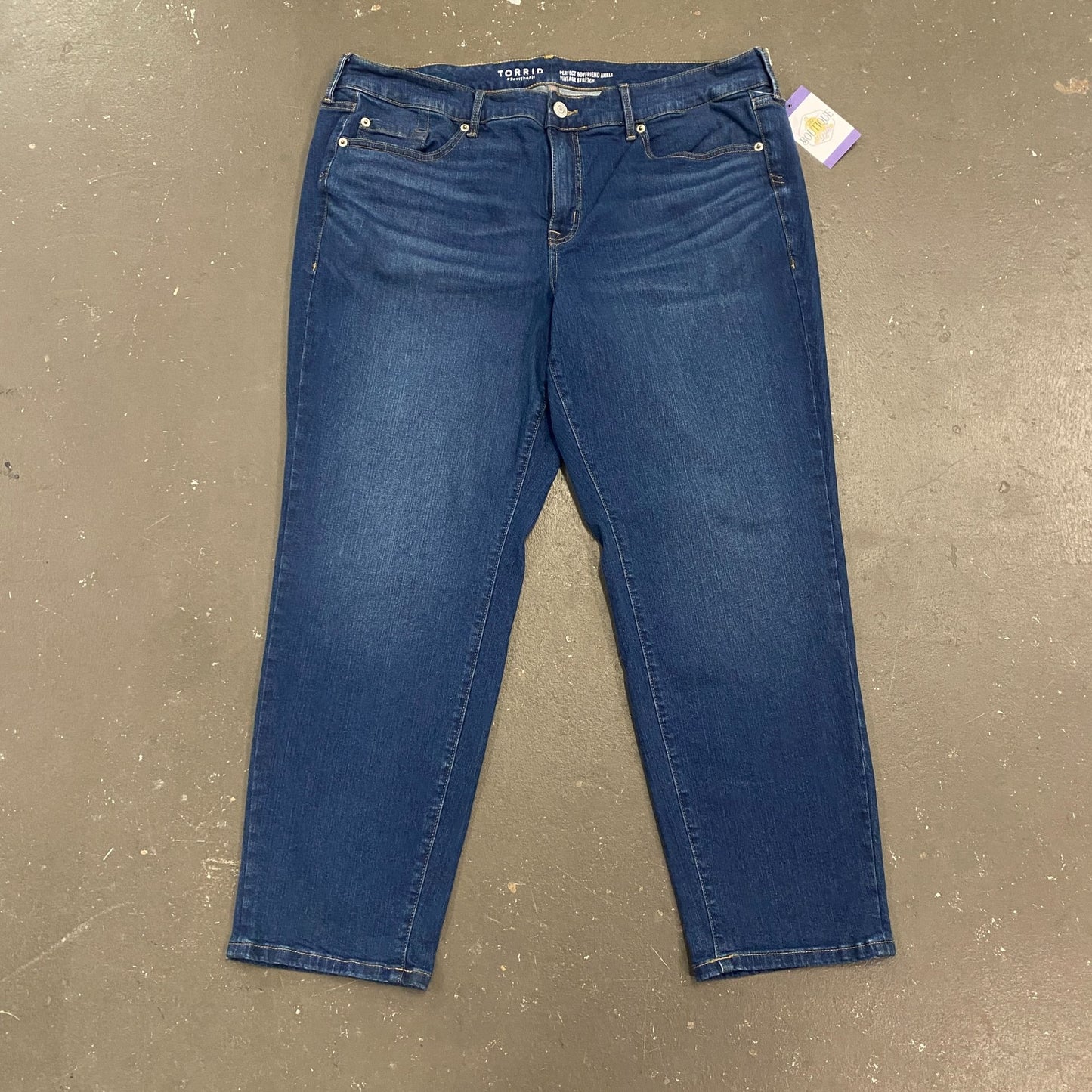 Torrid Perfect Boyfriend Ankle Jeans Stretch 20R High Rise Dark Wash Preppy