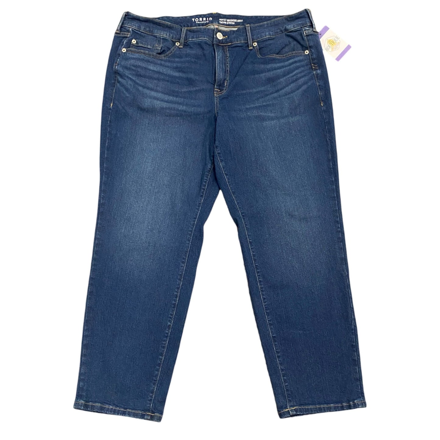 Torrid Perfect Boyfriend Ankle Jeans Stretch 20R High Rise Dark Wash Preppy