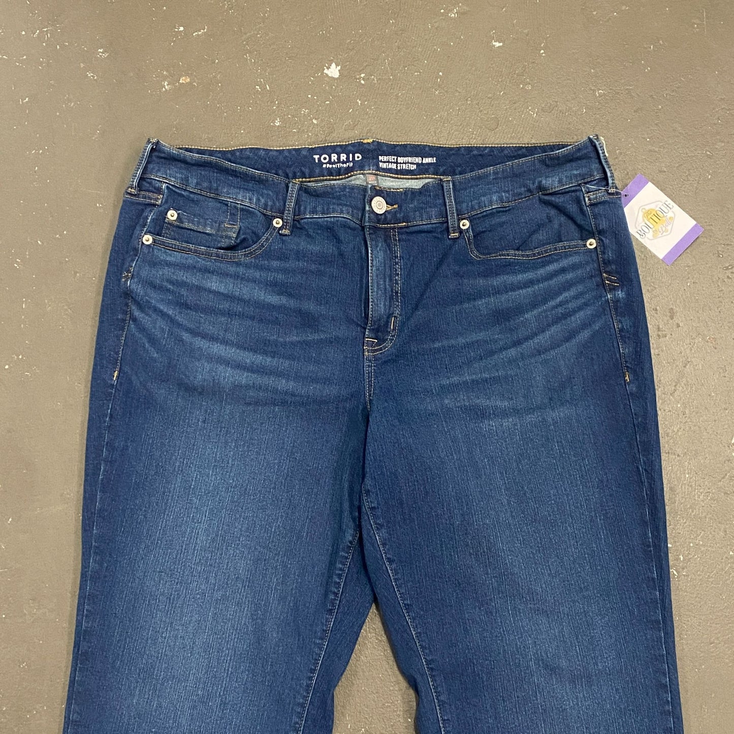 Torrid Perfect Boyfriend Ankle Jeans Stretch 20R High Rise Dark Wash Preppy