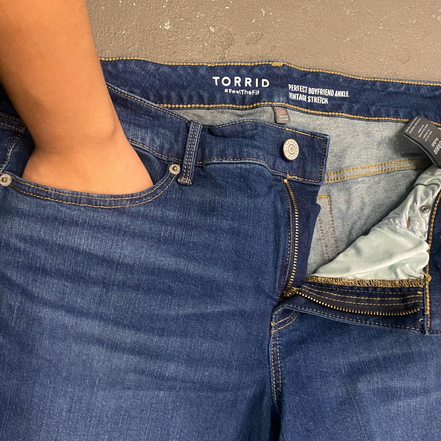 Torrid Perfect Boyfriend Ankle Jeans Stretch 20R High Rise Dark Wash Preppy