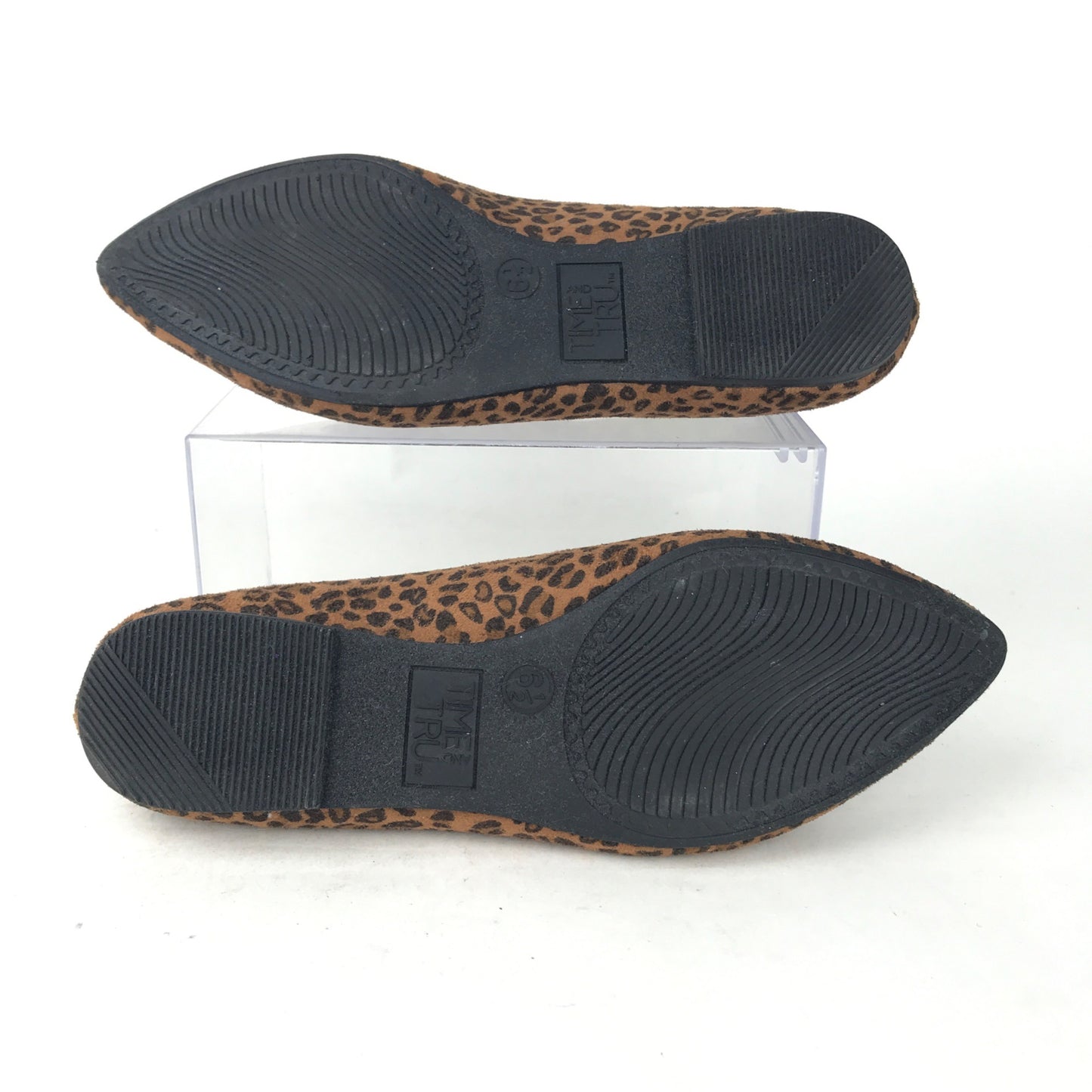 NWT Time and Tru Womens 6.5 Basic Ballet Flat Shoes Leopard Microfiber Slip On