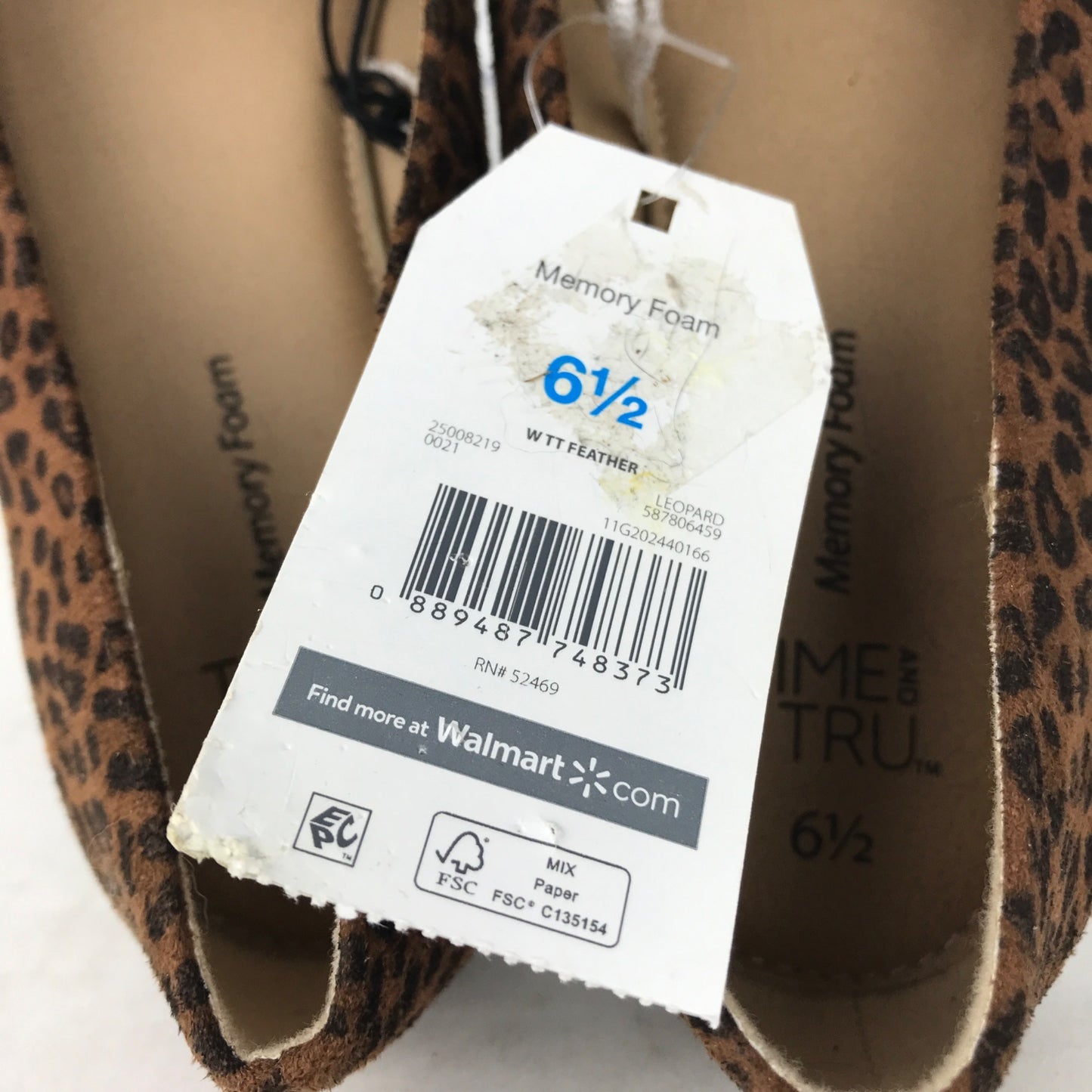 NWT Time and Tru Womens 6.5 Basic Ballet Flat Shoes Leopard Microfiber Slip On