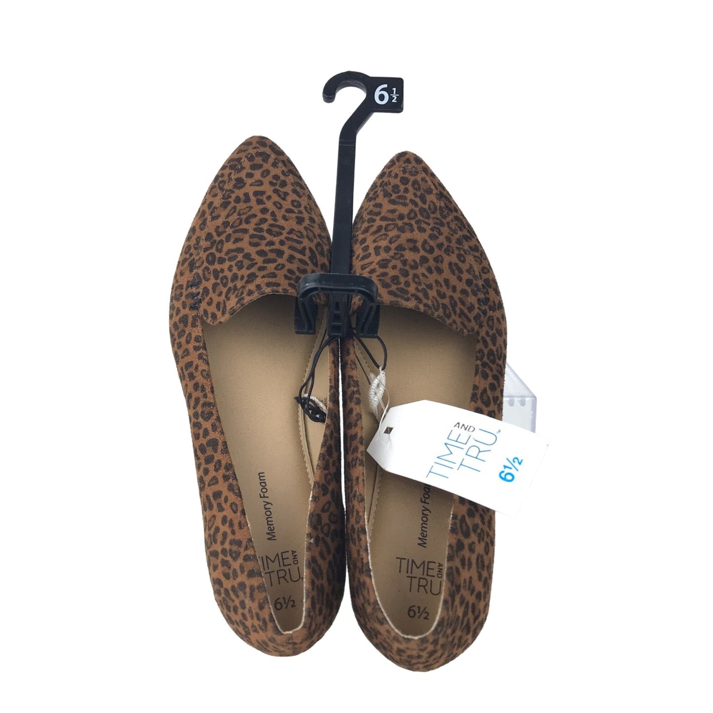 NWT Time and Tru Womens 6.5 Basic Ballet Flat Shoes Leopard Microfiber Slip On