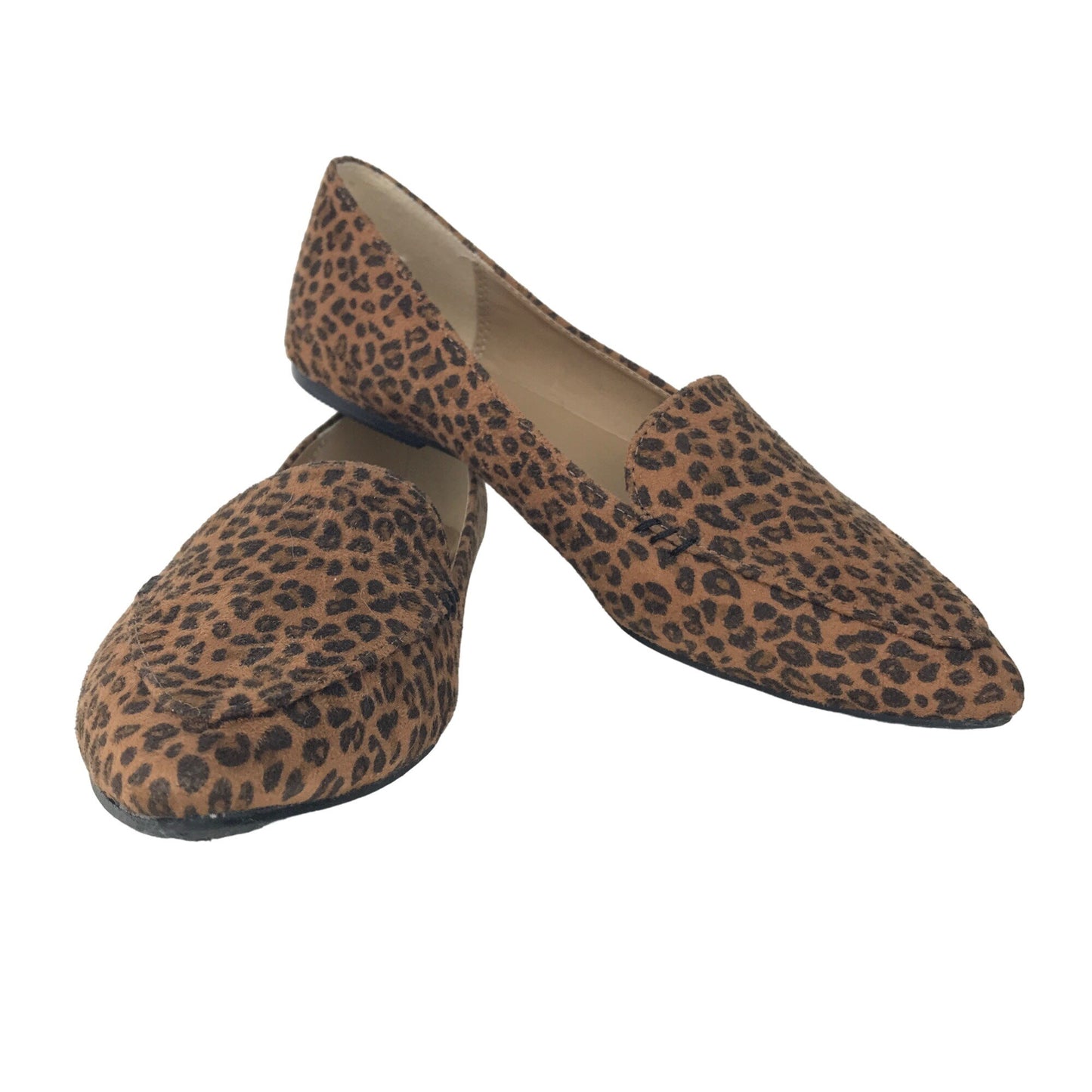 NWT Time and Tru Womens 6.5 Basic Ballet Flat Shoes Leopard Microfiber Slip On