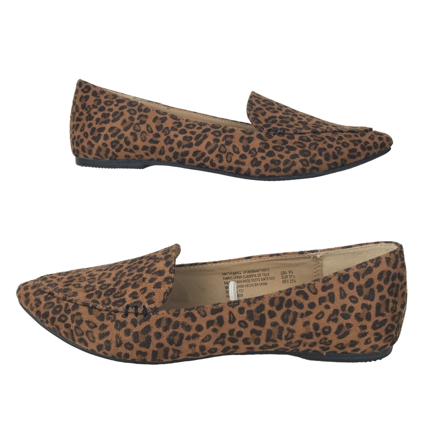 NWT Time and Tru Womens 6.5 Basic Ballet Flat Shoes Leopard Microfiber Slip On