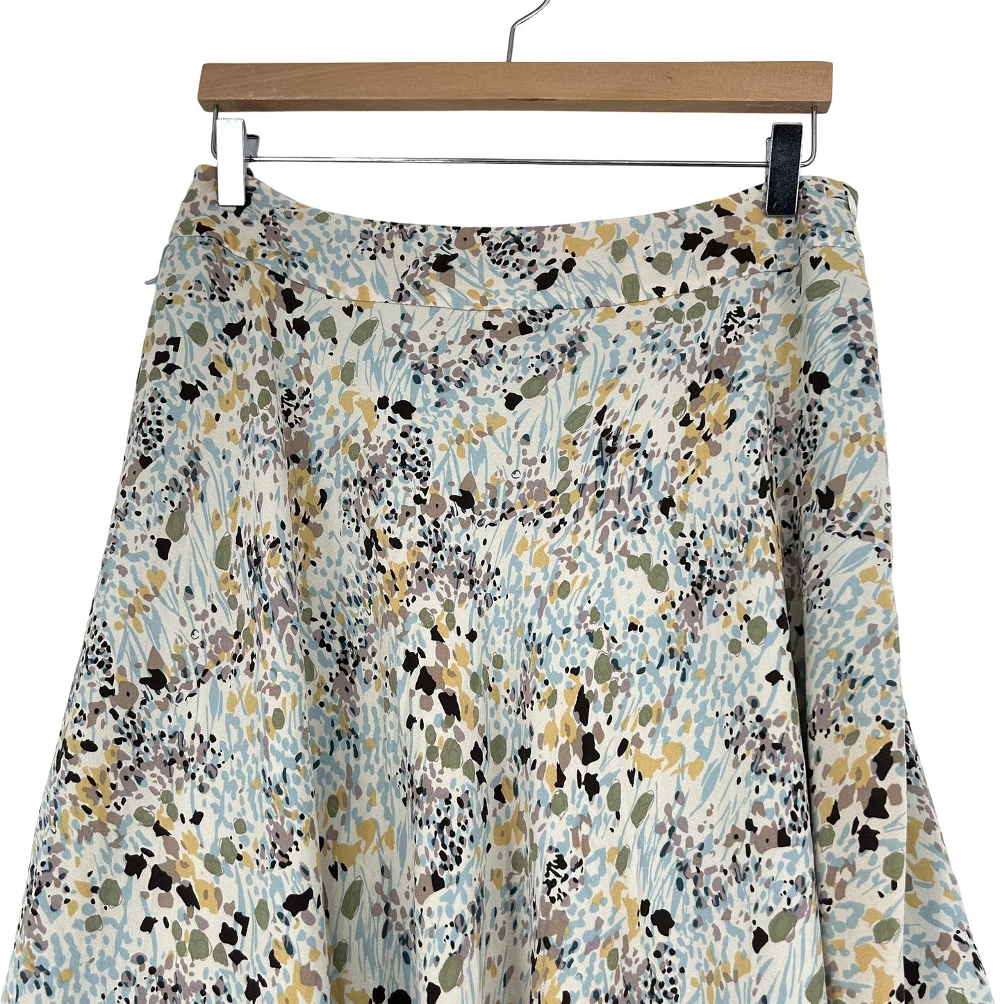 Jones New York 12 Silk A-line Midi Skirt Abstract Floral Lined Side Zip Button