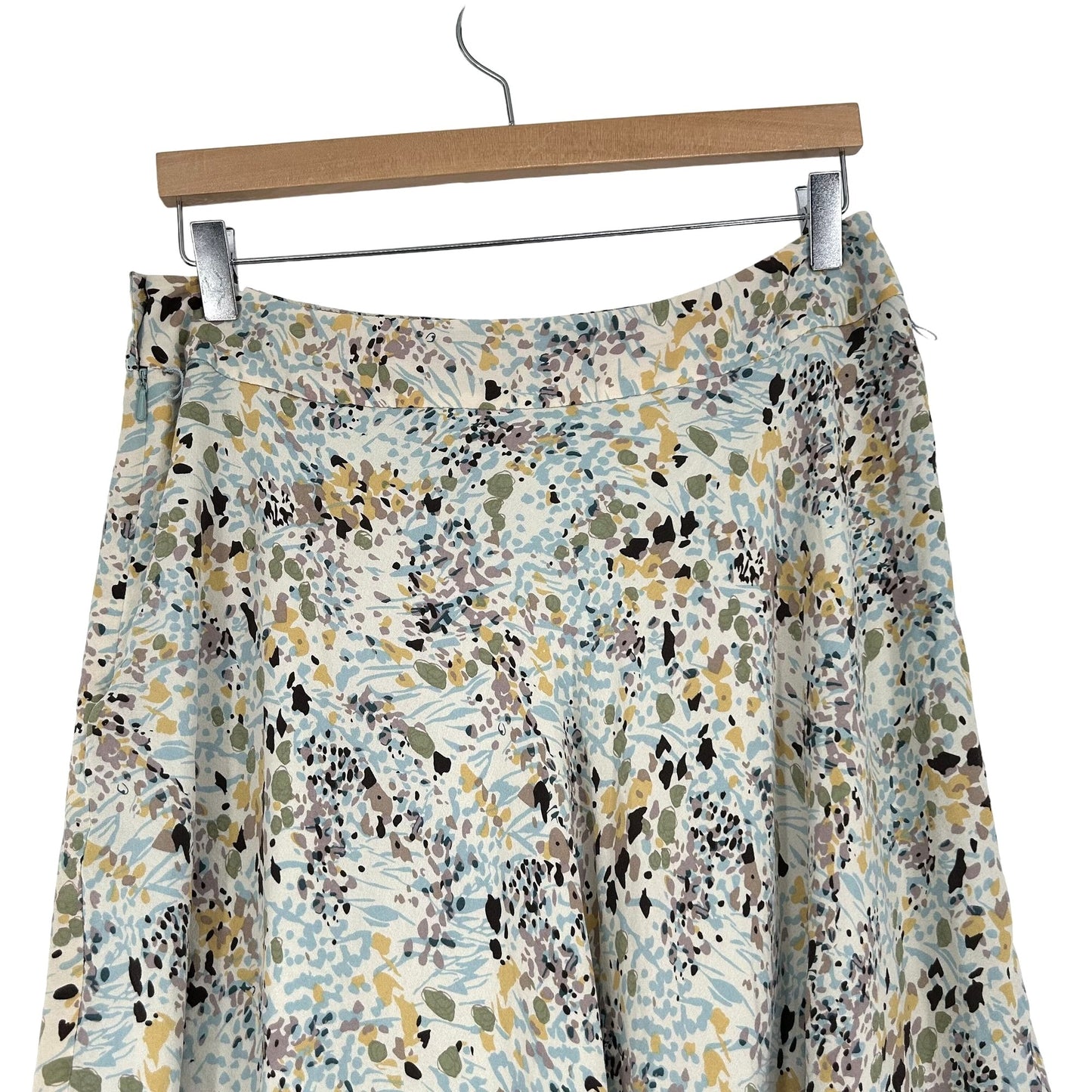 Jones New York 12 Silk A-line Midi Skirt Abstract Floral Lined Side Zip Button