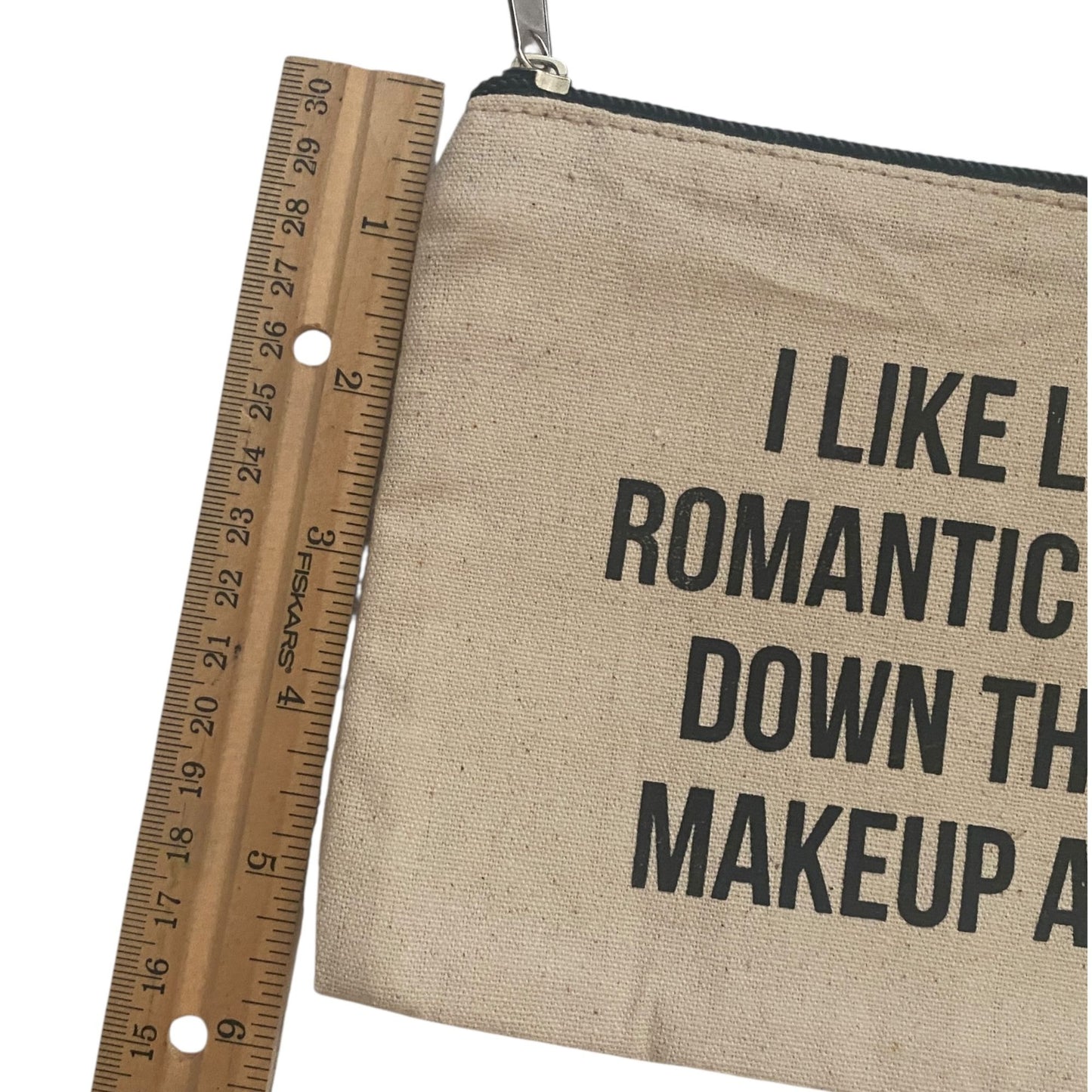 Funny Canvas Zipper Cosmetic Bag 6”x9” Long Romantic Walks Down The Makeup Aisle