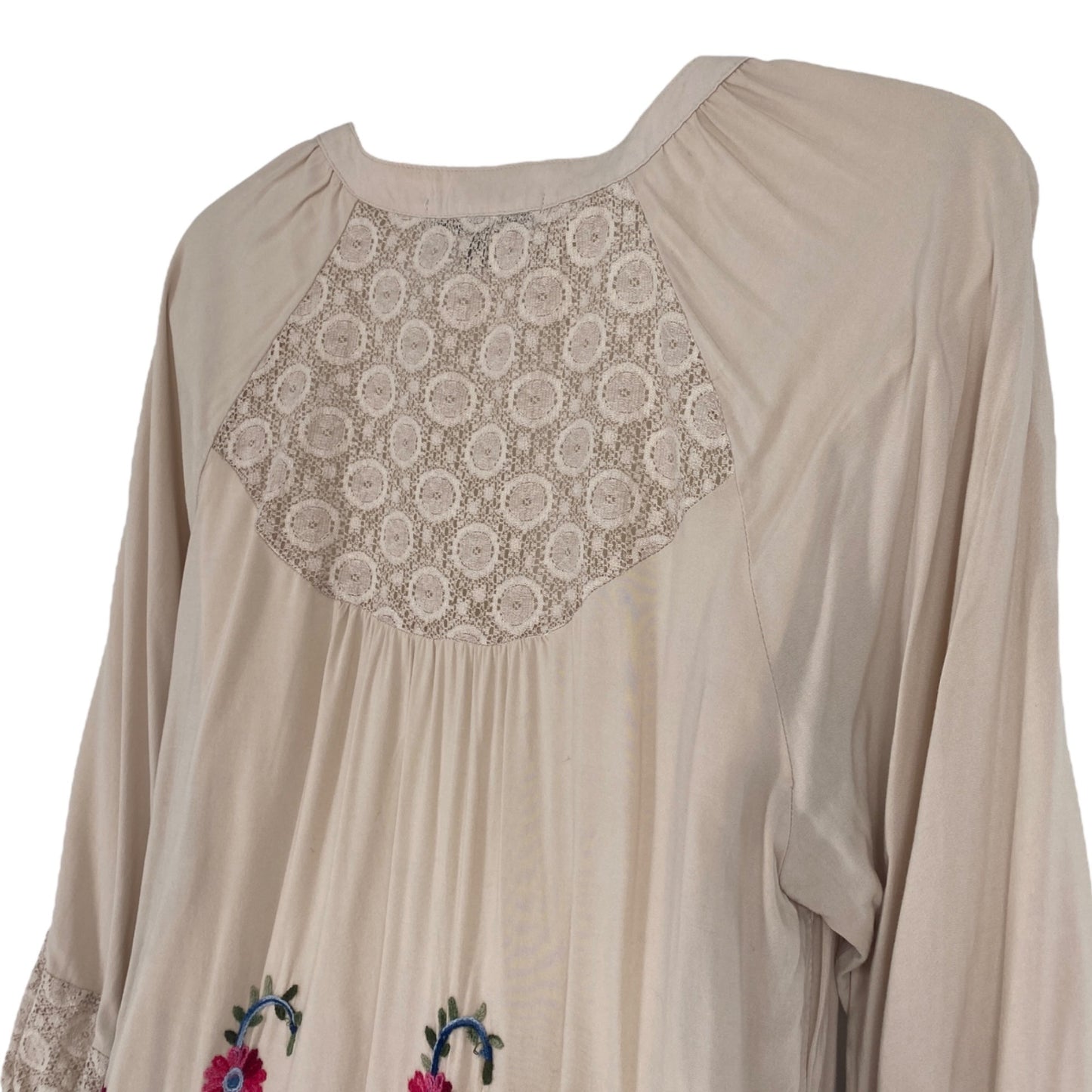 Anthropologie Figueroa Flower M Embroidered 3/4 Sleeve Peasant Blouse Floral