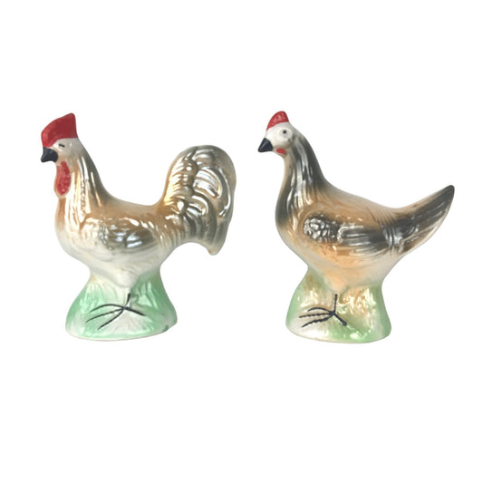 Vintage Iridescent Rooster Hen Ceramic Figurine Decor Collectible Made in Brazil