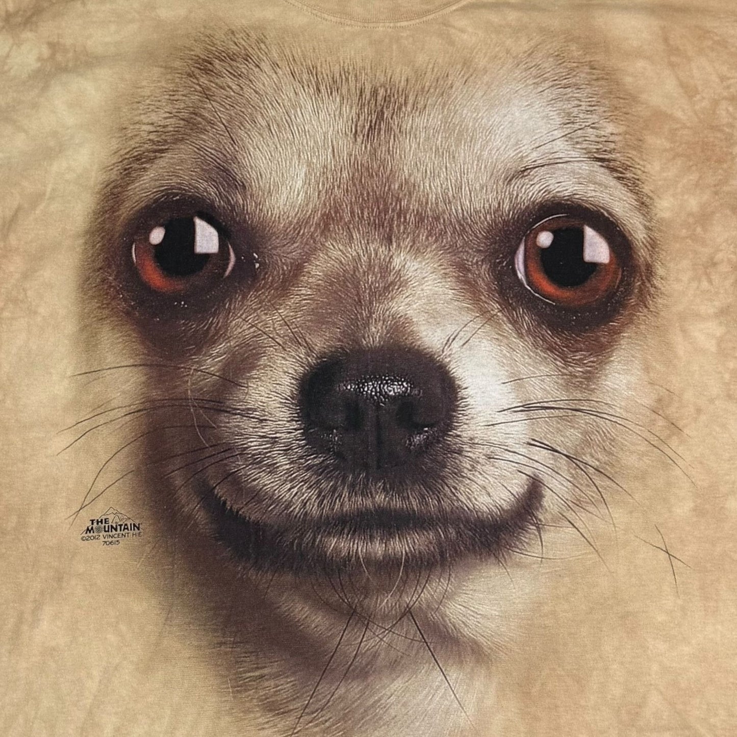 The Mountain Chihuahua Dog Face Beige Tie-Dye TShirt Unisex 2X Vincent Hie 2012