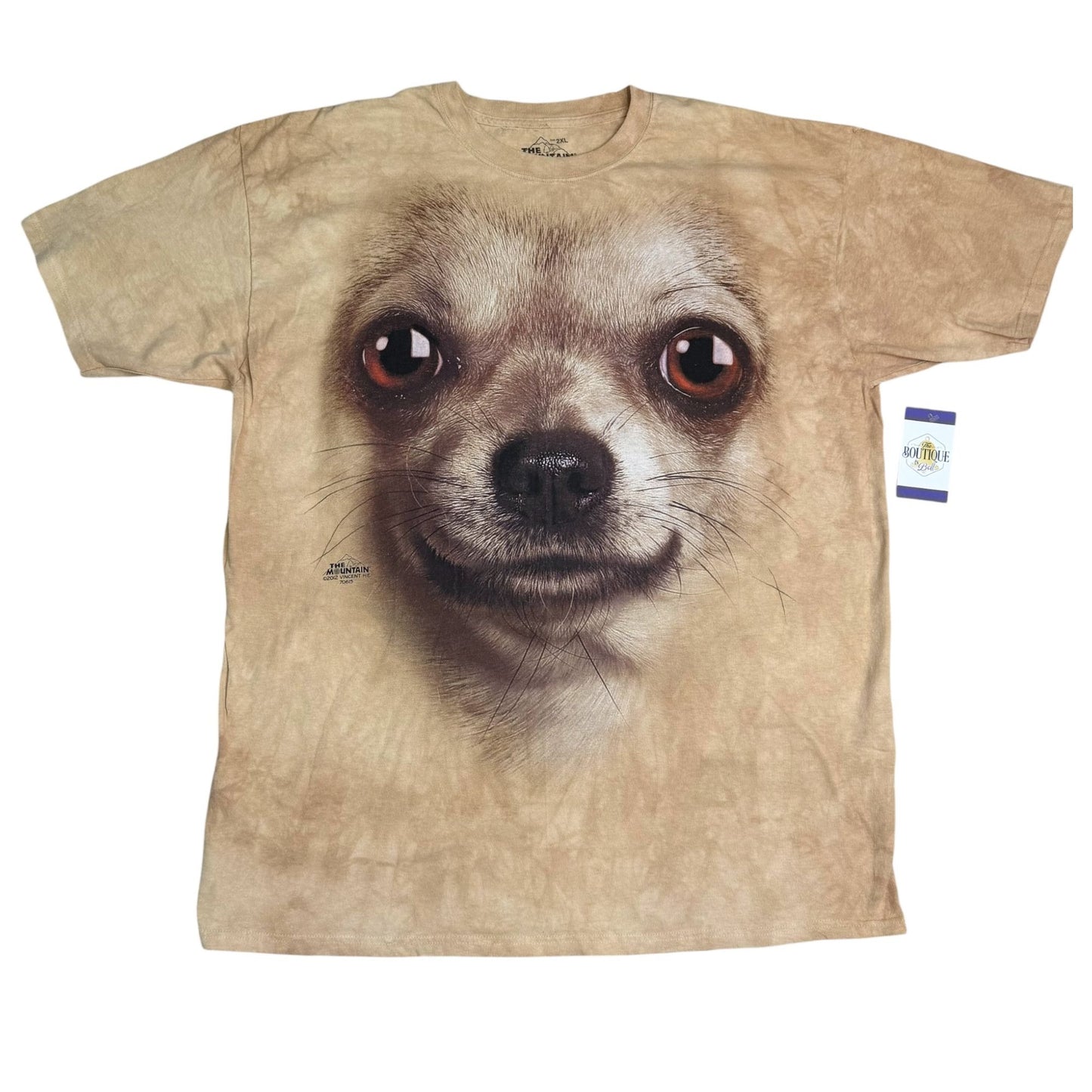 The Mountain Chihuahua Dog Face Beige Tie-Dye TShirt Unisex 2X Vincent Hie 2012