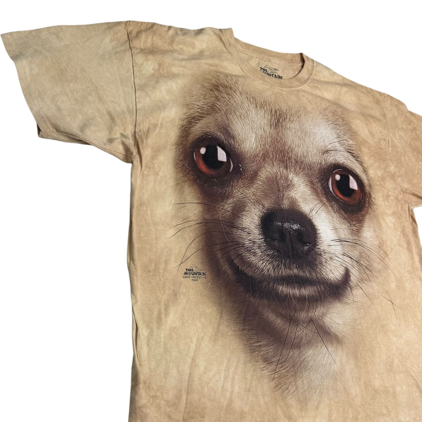 The Mountain Chihuahua Dog Face Beige Tie-Dye TShirt Unisex 2X Vincent Hie 2012