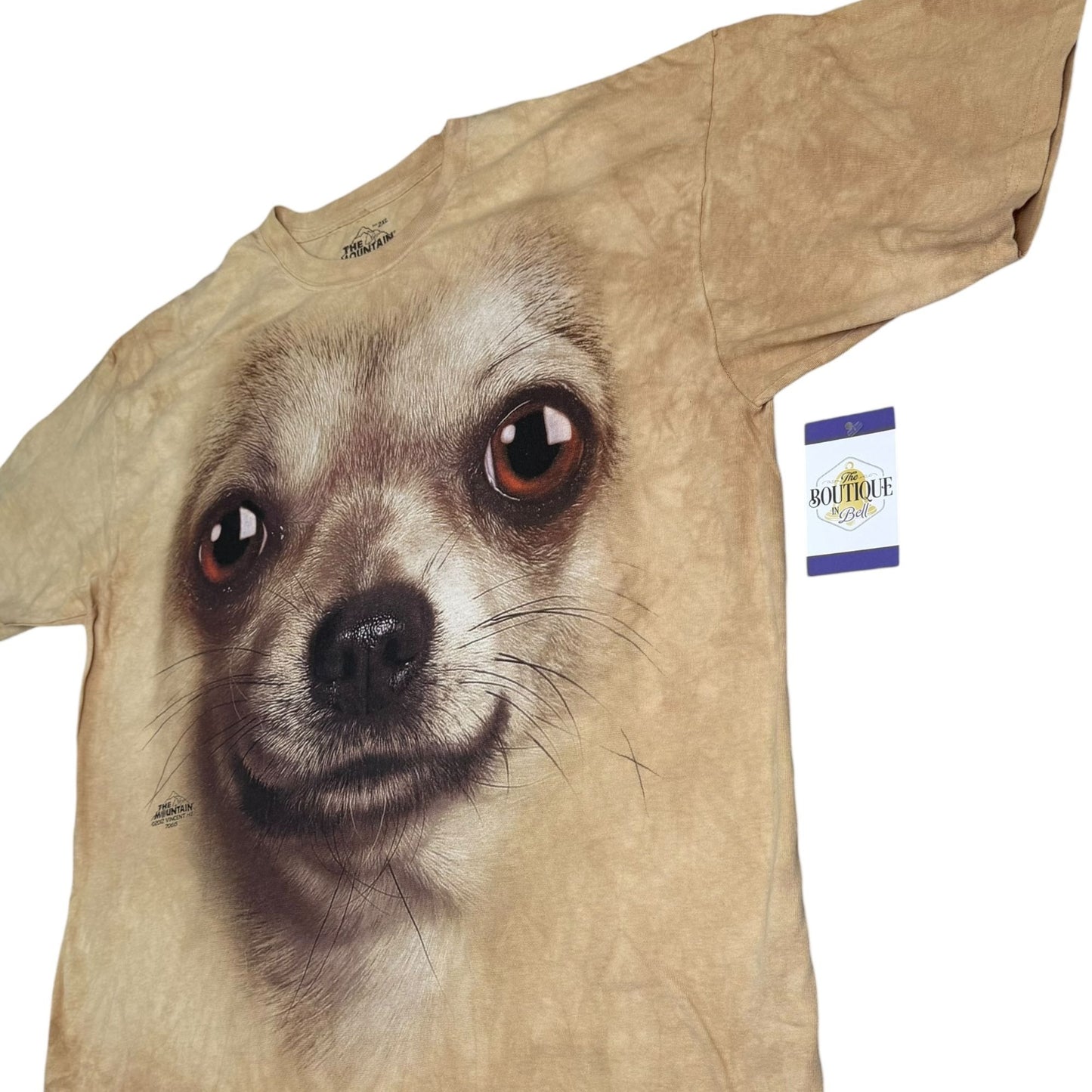 The Mountain Chihuahua Dog Face Beige Tie-Dye TShirt Unisex 2X Vincent Hie 2012