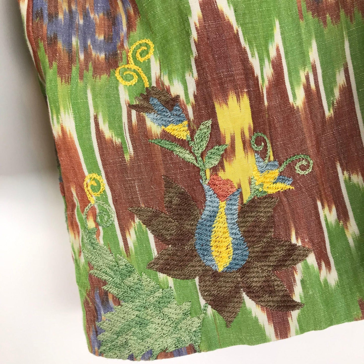 Coldwater Creek Multicolor Aztec Embroidered Open Jacket L Linen Blend