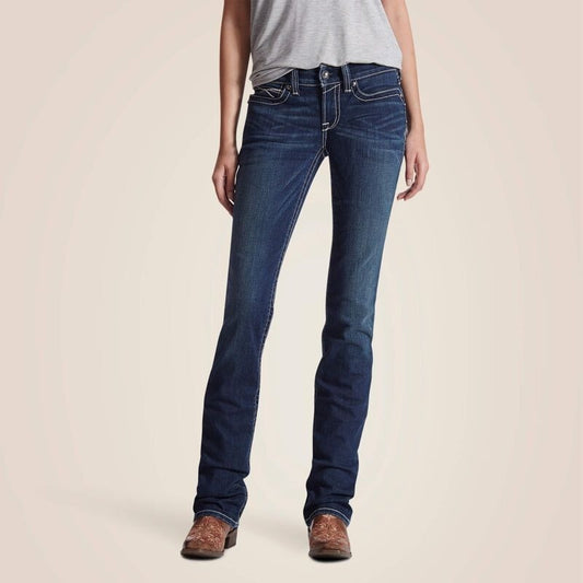 NWT Ariat Real Womens 29S Stretch Icon Stackable Straight Leg Jean Mid Rise