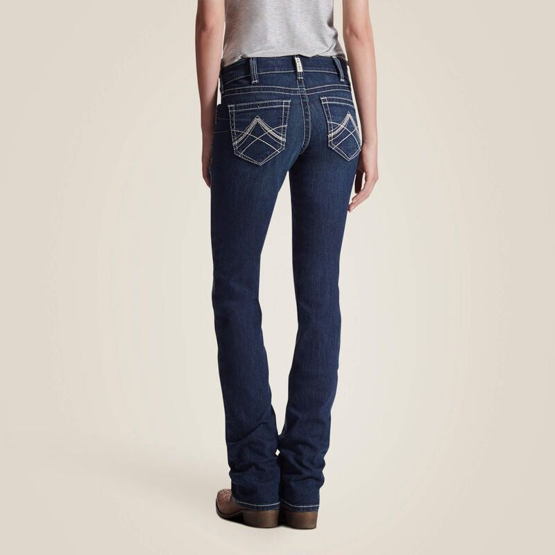 NWT Ariat Real Womens 29S Stretch Icon Stackable Straight Leg Jean Mid Rise
