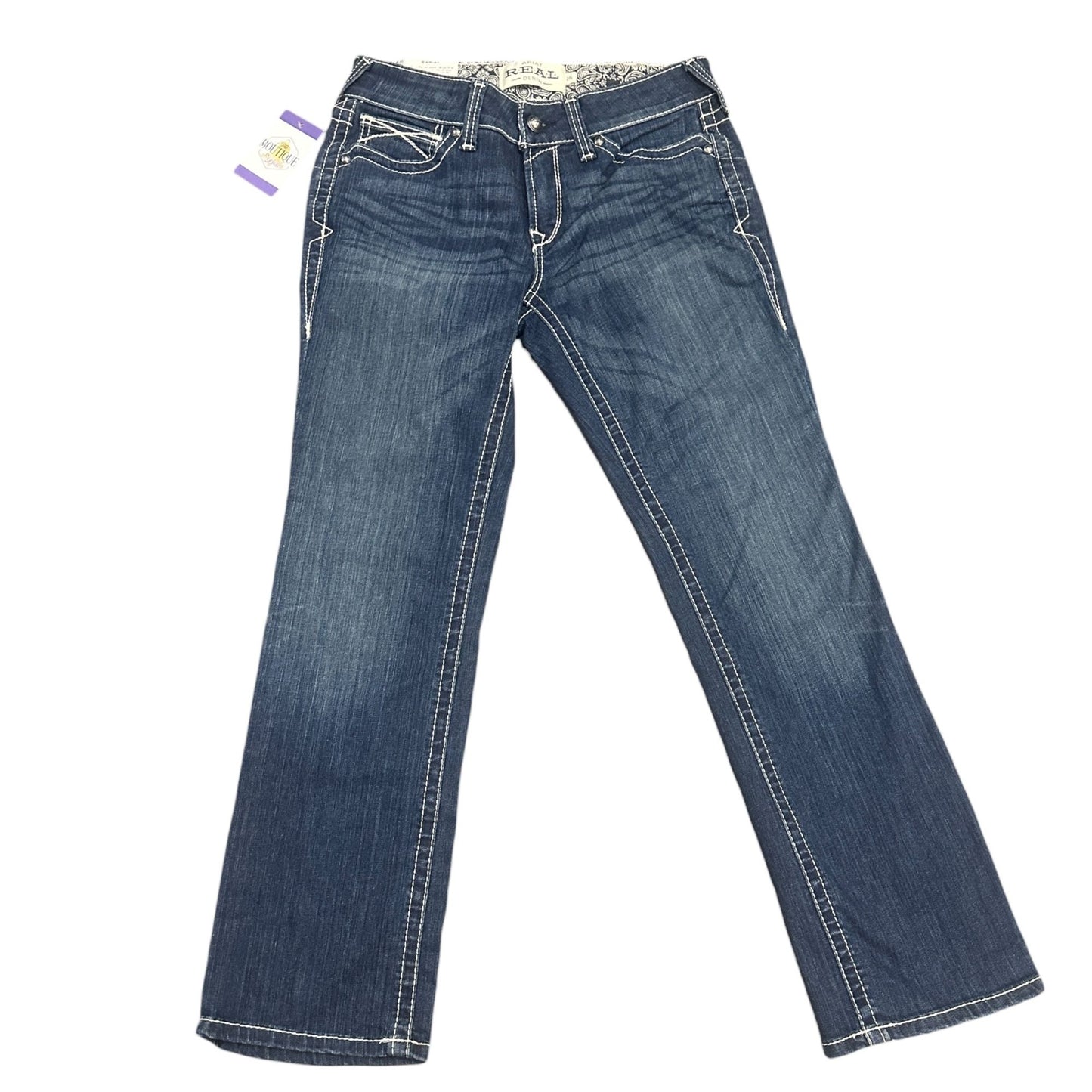NWT Ariat Real Womens 29S Stretch Icon Stackable Straight Leg Jean Mid Rise