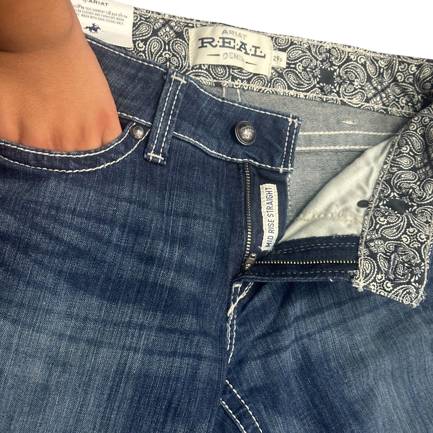NWT Ariat Real Womens 29S Stretch Icon Stackable Straight Leg Jean Mid Rise