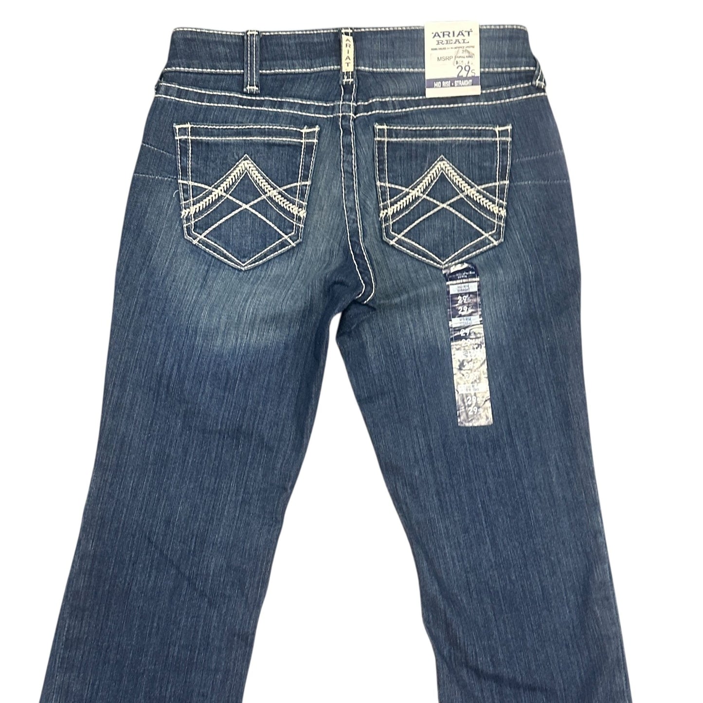 NWT Ariat Real Womens 29S Stretch Icon Stackable Straight Leg Jean Mid Rise