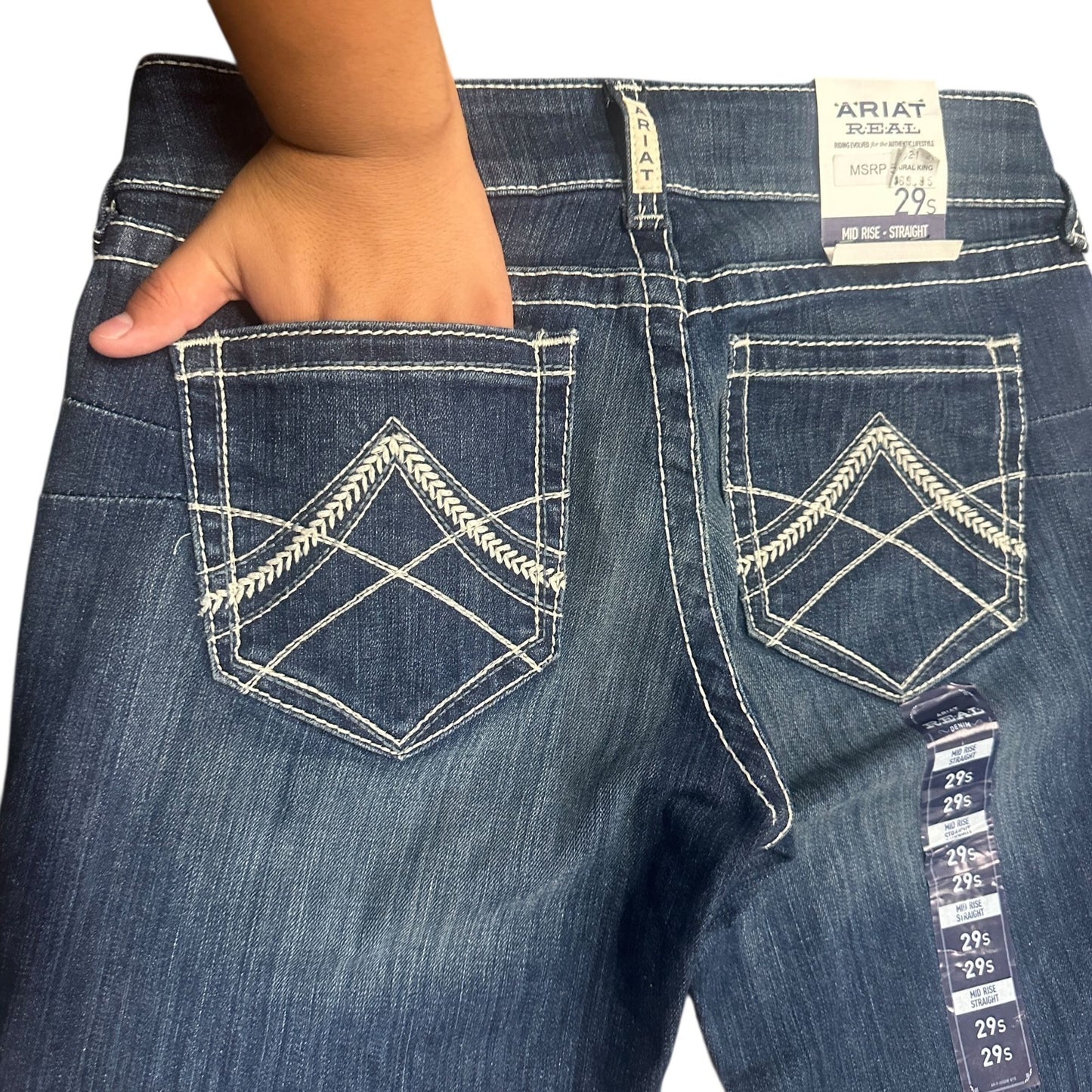 NWT Ariat Real Womens 29S Stretch Icon Stackable Straight Leg Jean Mid Rise