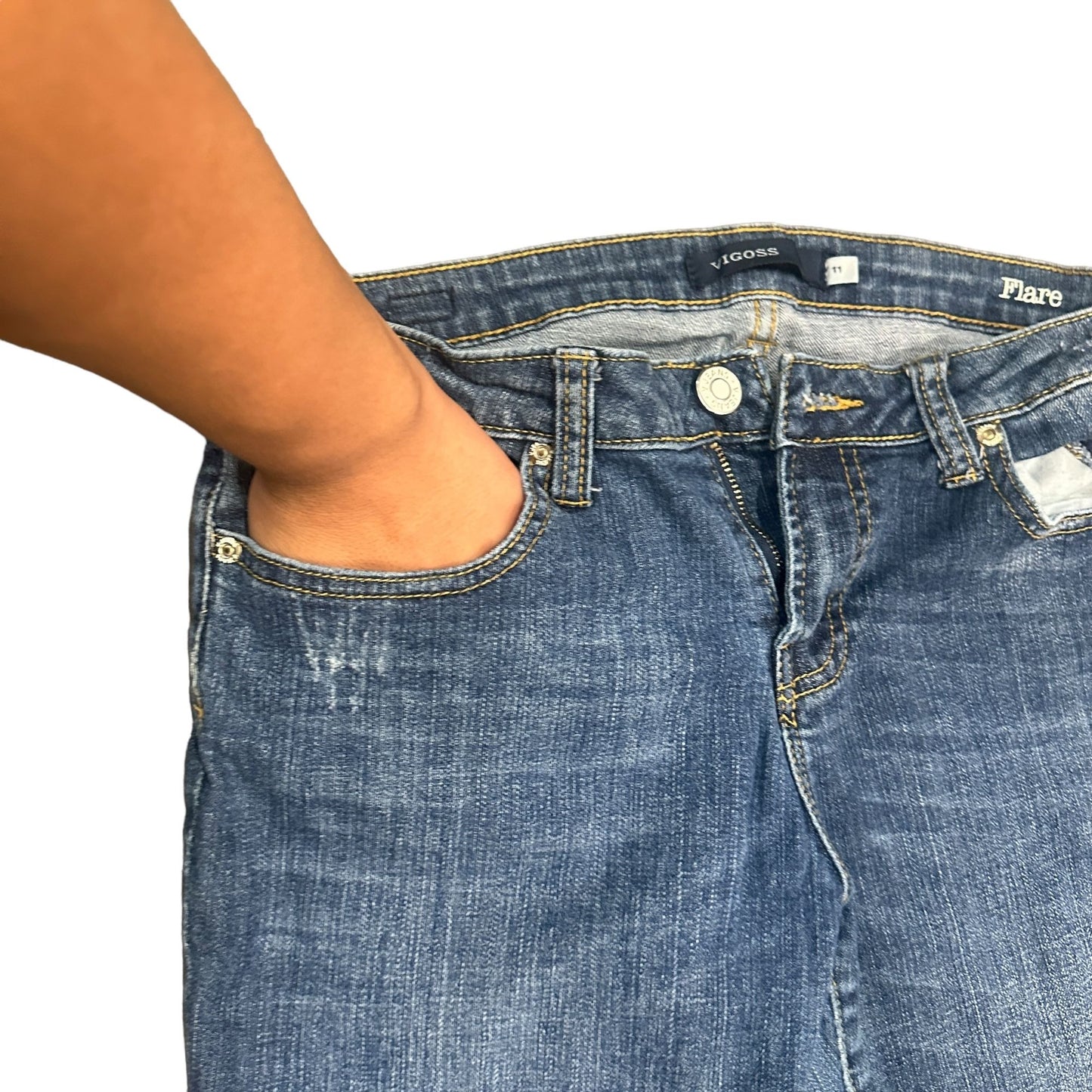 Vigoss Jeans Juniors 11 Flare Leg Distressed Stretch Y2K Normcore BOHO Cowgirl
