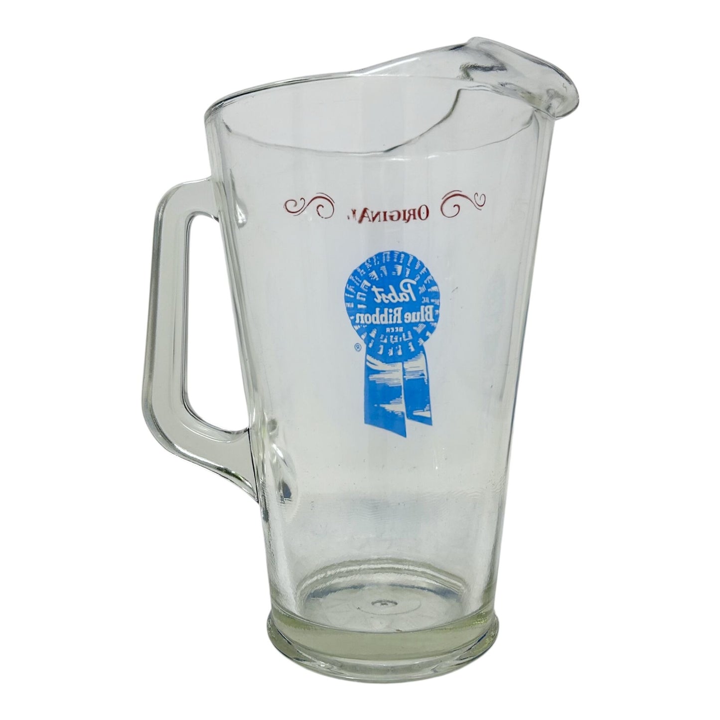 Vintage Pabst Blue Ribbon Glass Beer Pitcher Handle Pour Spout Man Cave Bar Pub