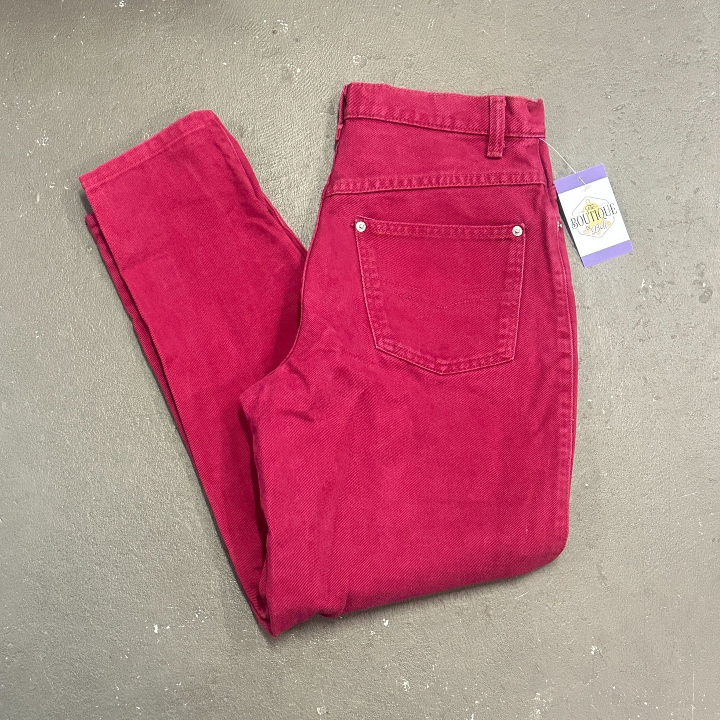 Vtg Sasson Fuchsia Burgundy Jeans 11/12 High Waist 80s Dopamine Maxamalist