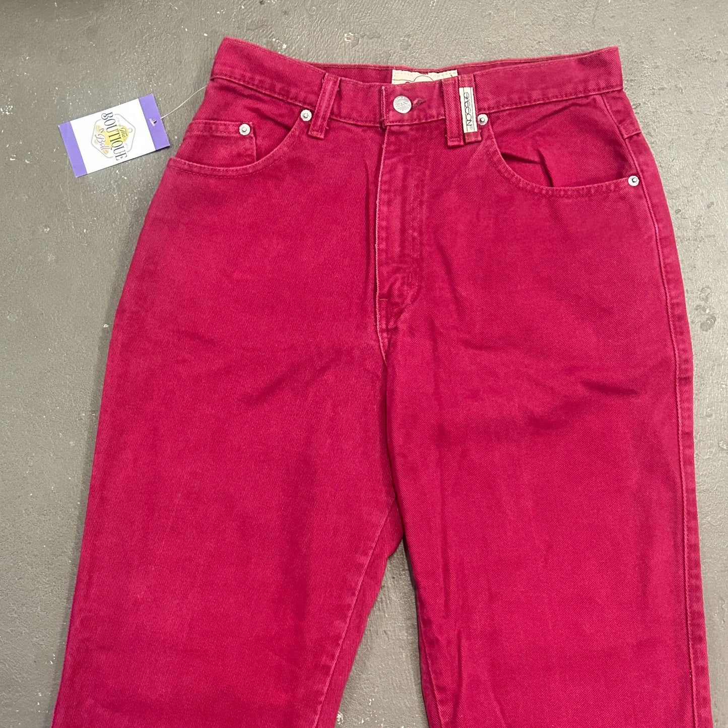 Vtg Sasson Fuchsia Burgundy Jeans 11/12 High Waist 80s Dopamine Maxamalist