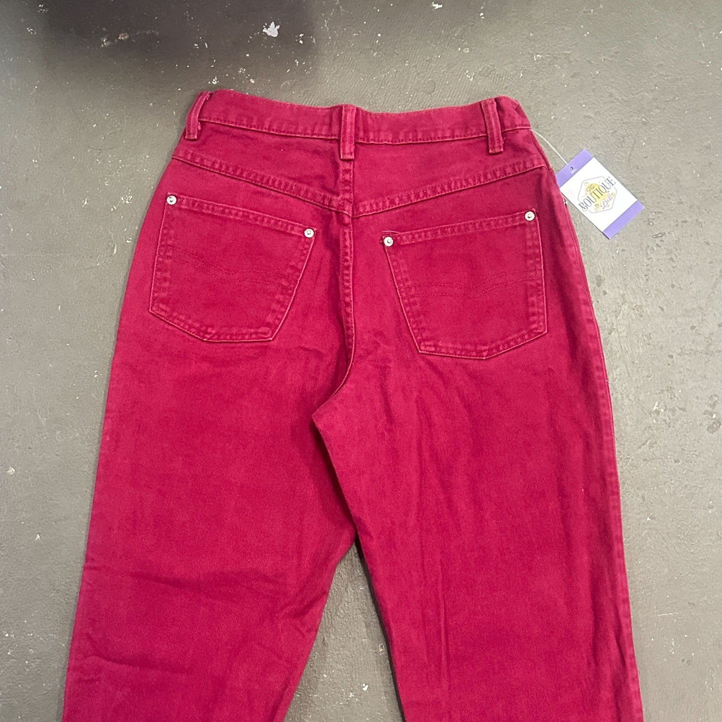 Vtg Sasson Fuchsia Burgundy Jeans 11/12 High Waist 80s Dopamine Maxamalist