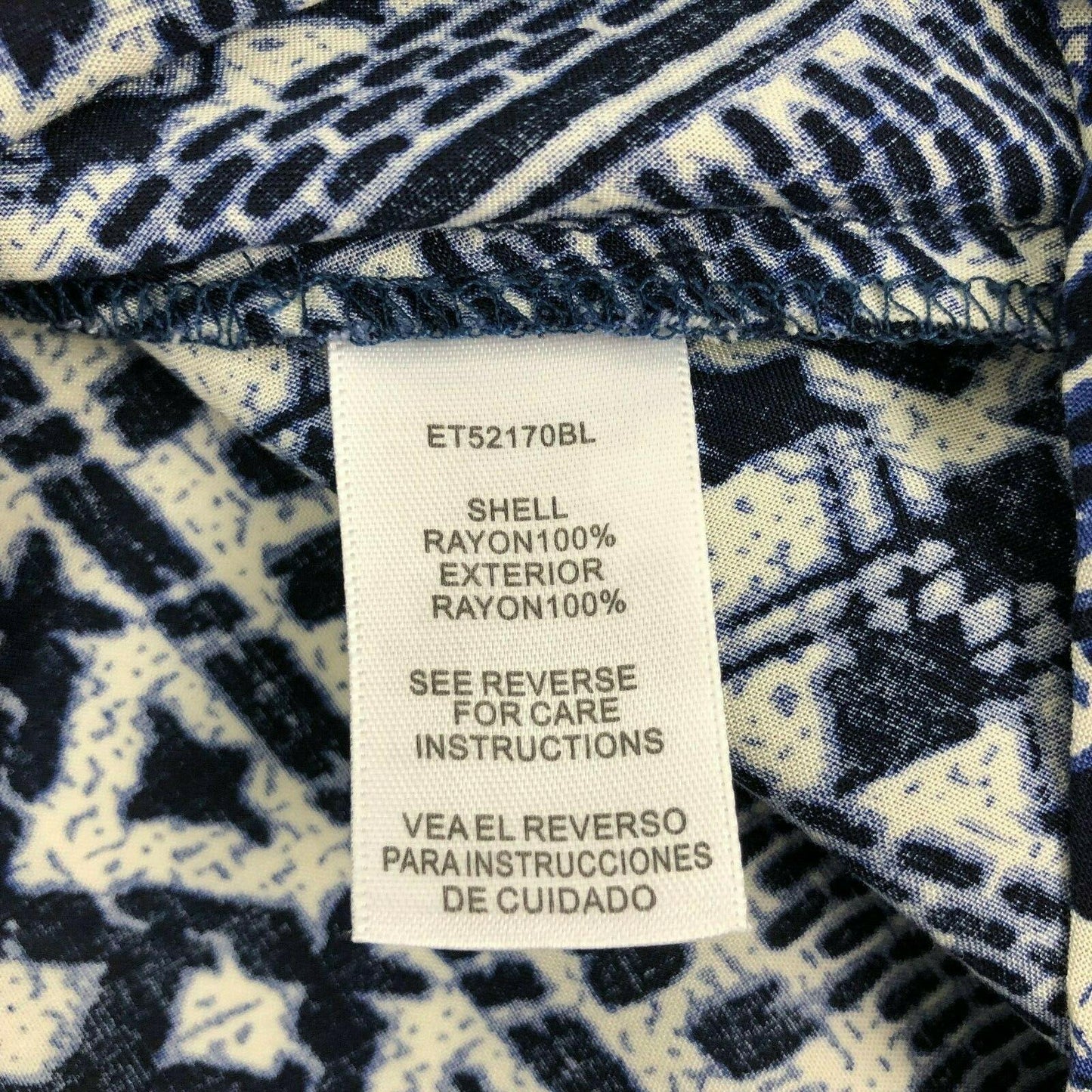 En Crème Womens M Boho Peasant Blouse Blue White Geometric Long-Sleeve Lace-Up