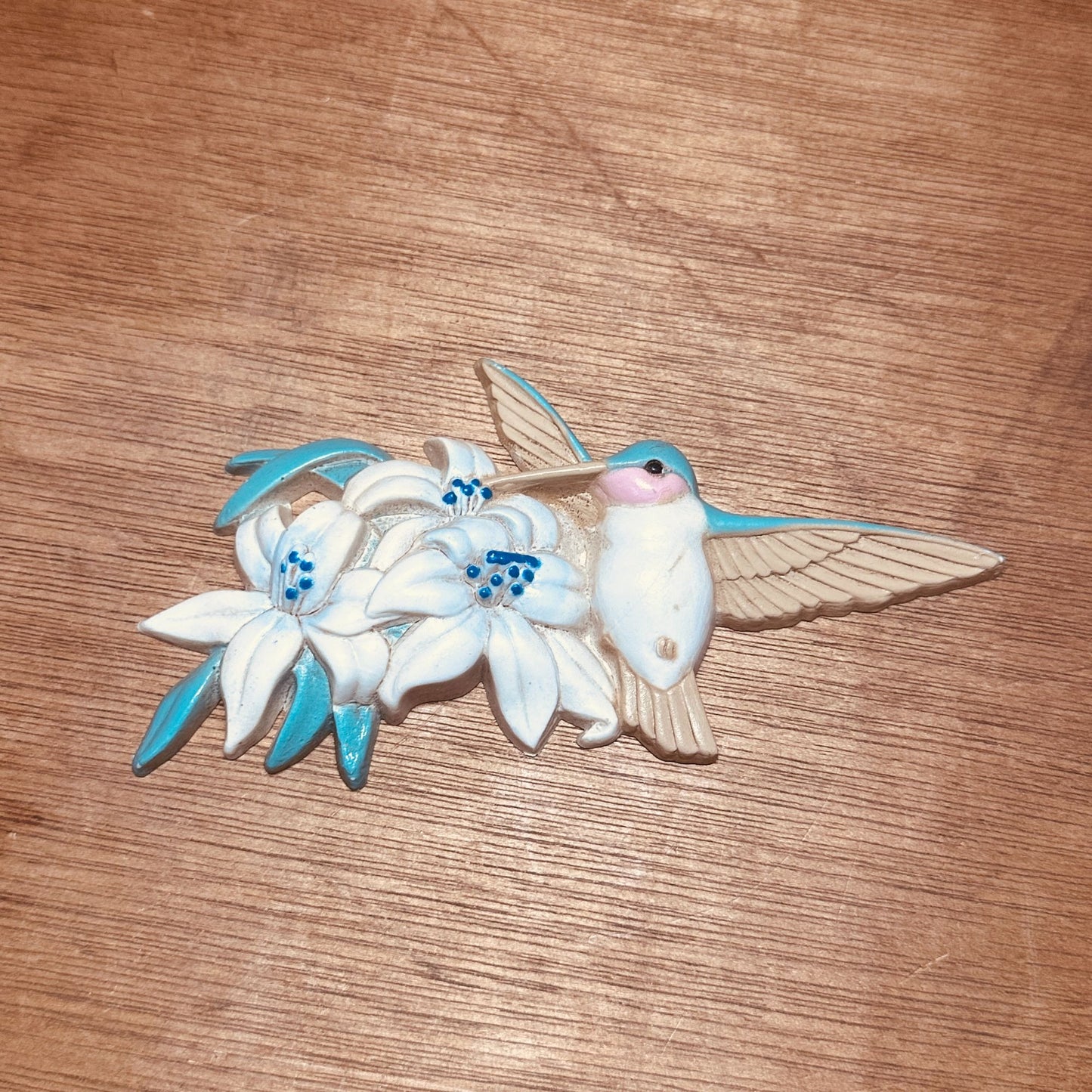 Vtg 1993 Burwood Productions set of 3 Hummingbird Flower Wall Plaques